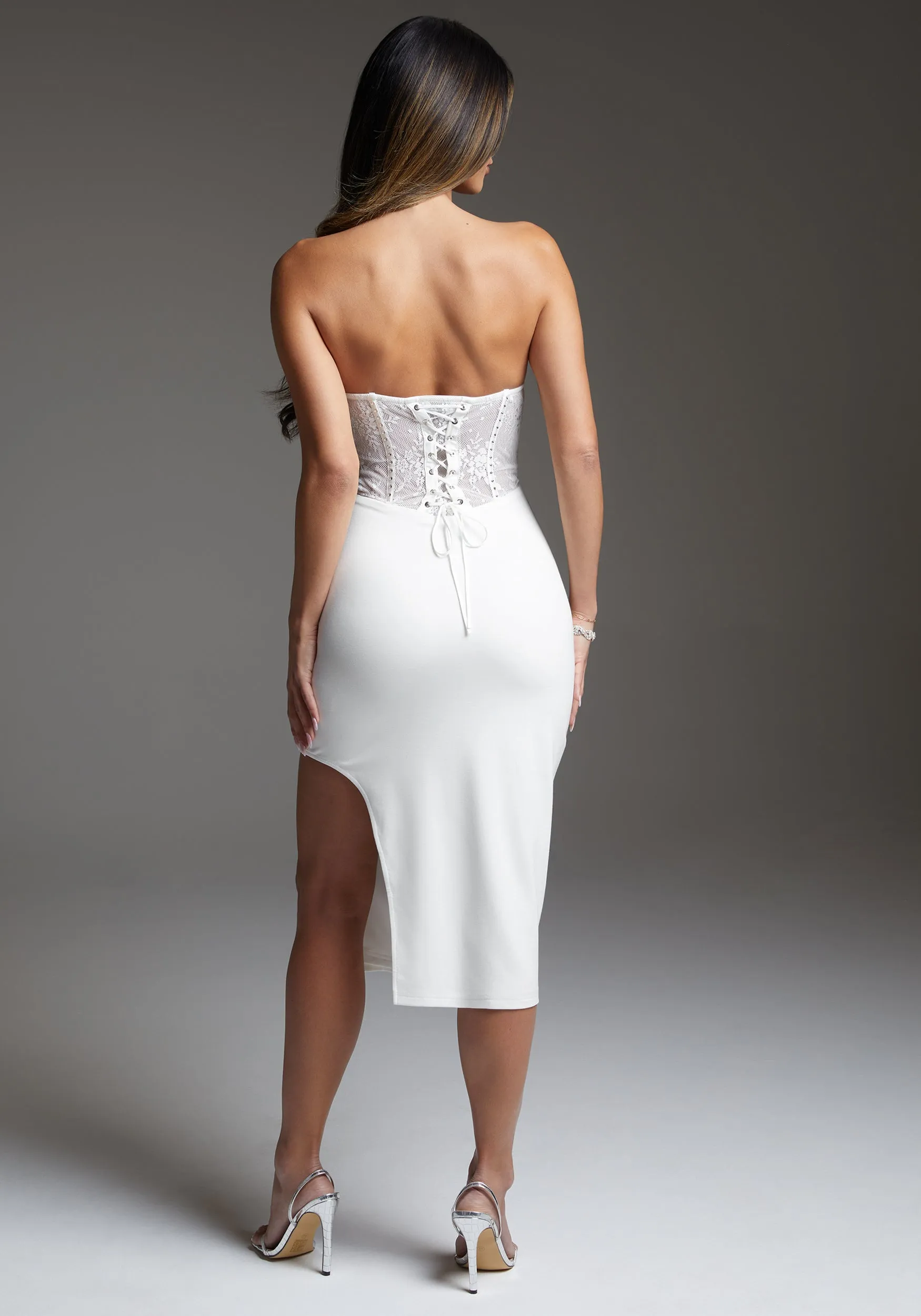 bebe Corset Midi Dress Embellished With Crystals by Swarovski sold by Bebe product image thumbnail 3