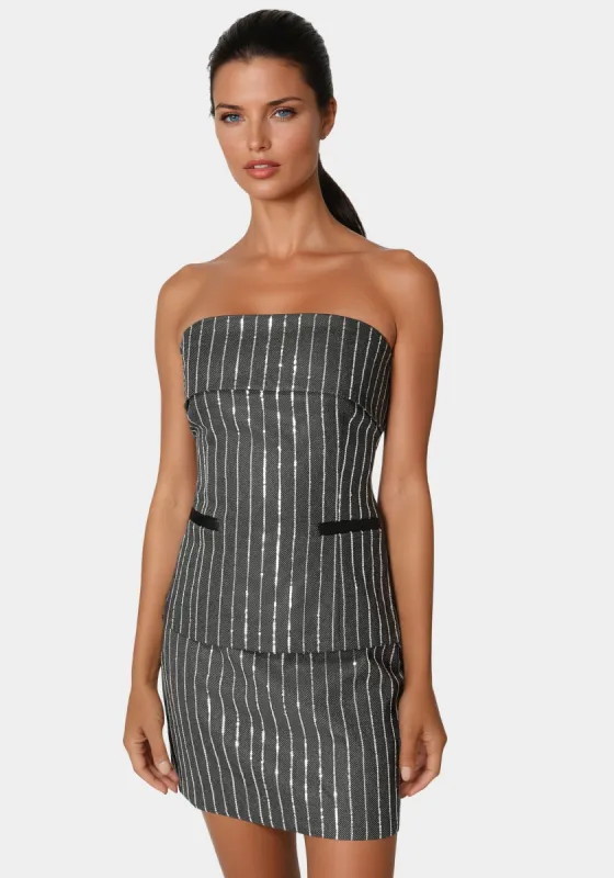 Stripe Sequins Strapless Corset sold by Bebe