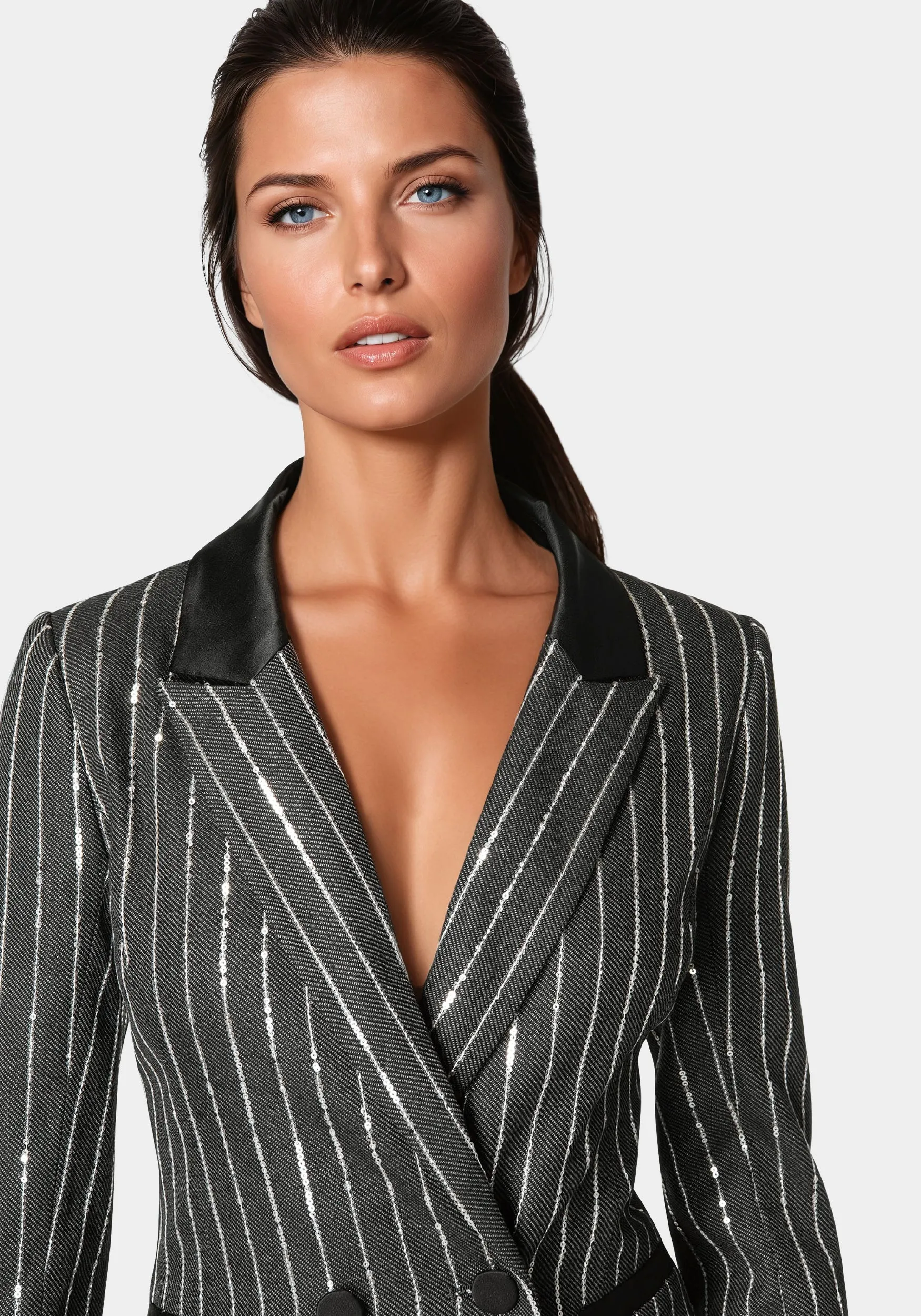 Stripe Sequins Double Breasted Blazer sold by Bebe product image thumbnail 4