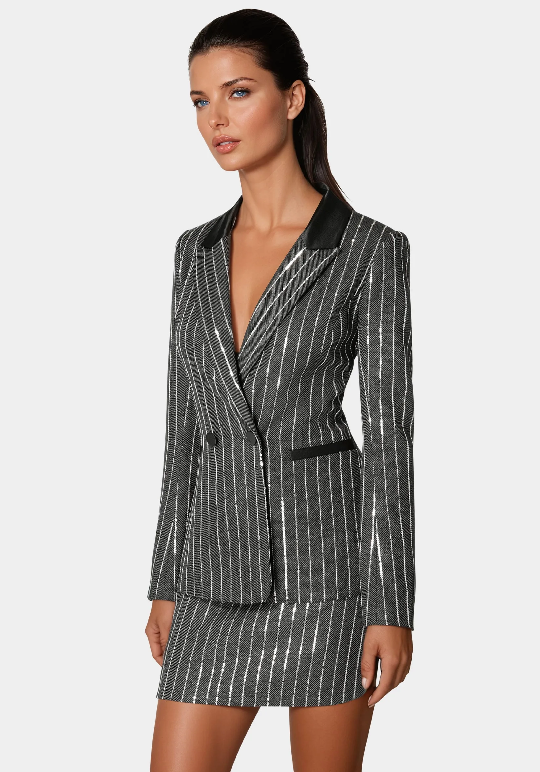 Stripe Sequins Double Breasted Blazer sold by Bebe product image thumbnail 2