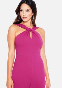Keyhole Halter Neck Jumpsuit sold by Bebe