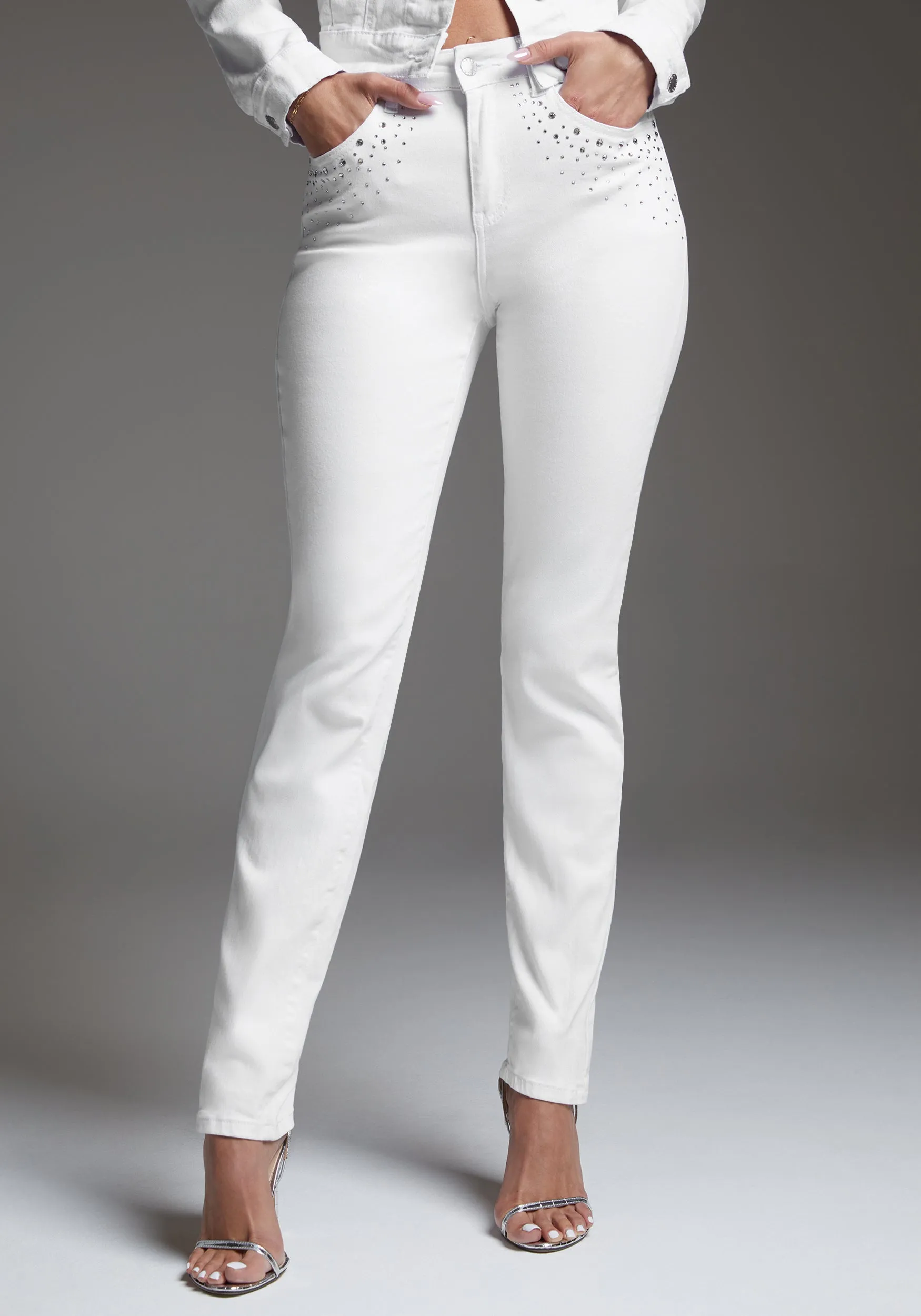 bebe Slim Jean Embellished With Crystals by Swarovski sold by Bebe