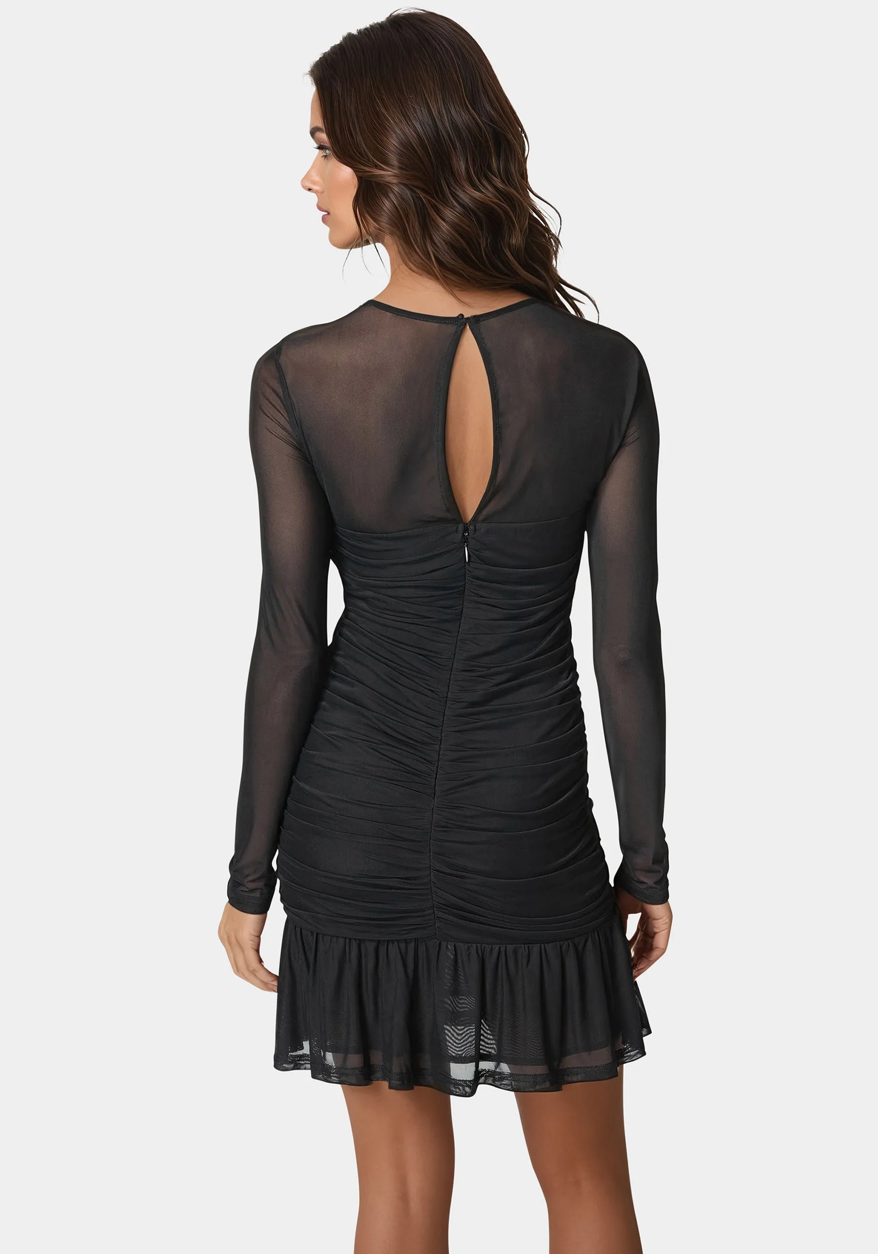 Flounce Mesh Longsleeve Mini Dress sold by Bebe product image thumbnail 3