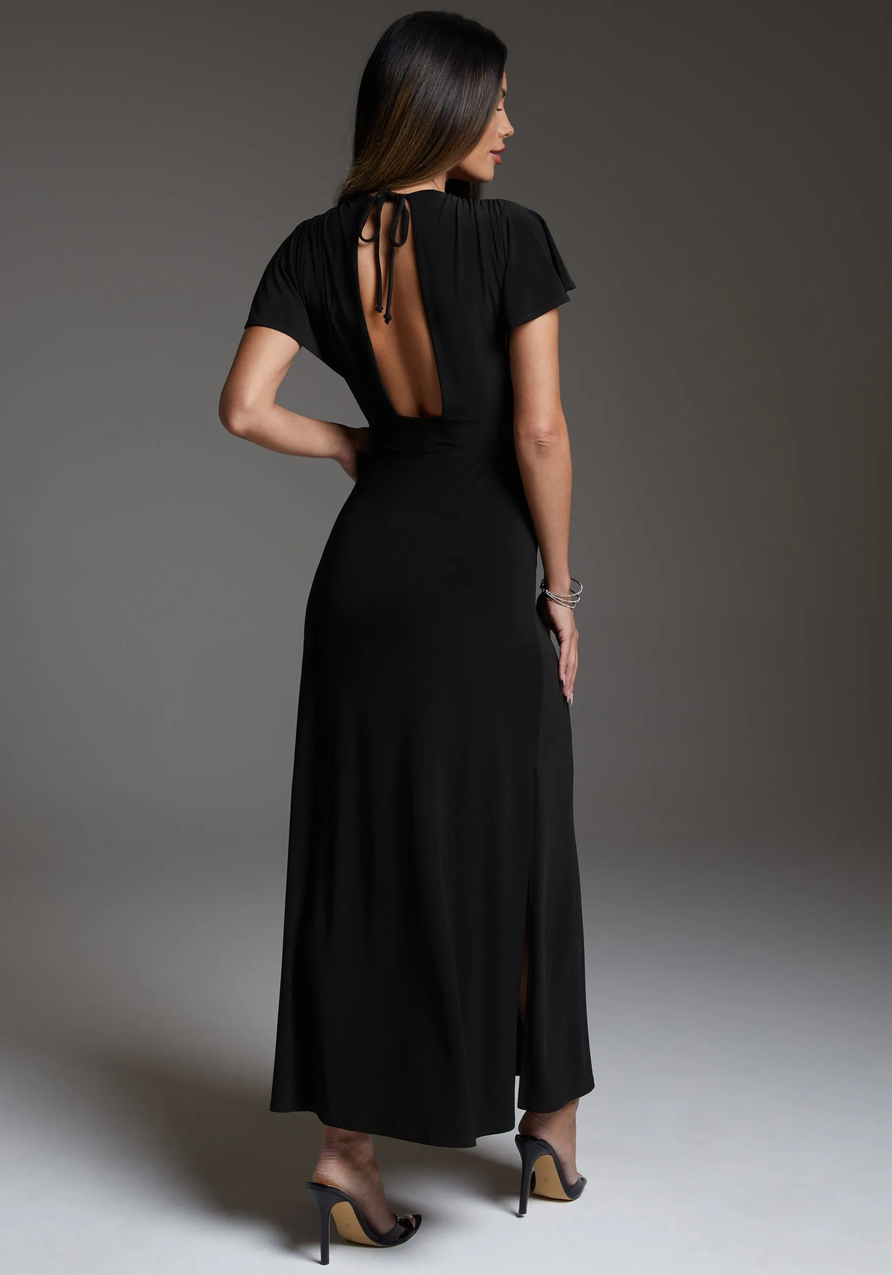 Cap Sleeve V-Neck Full Maxi Dress sold by Bebe product image thumbnail 2