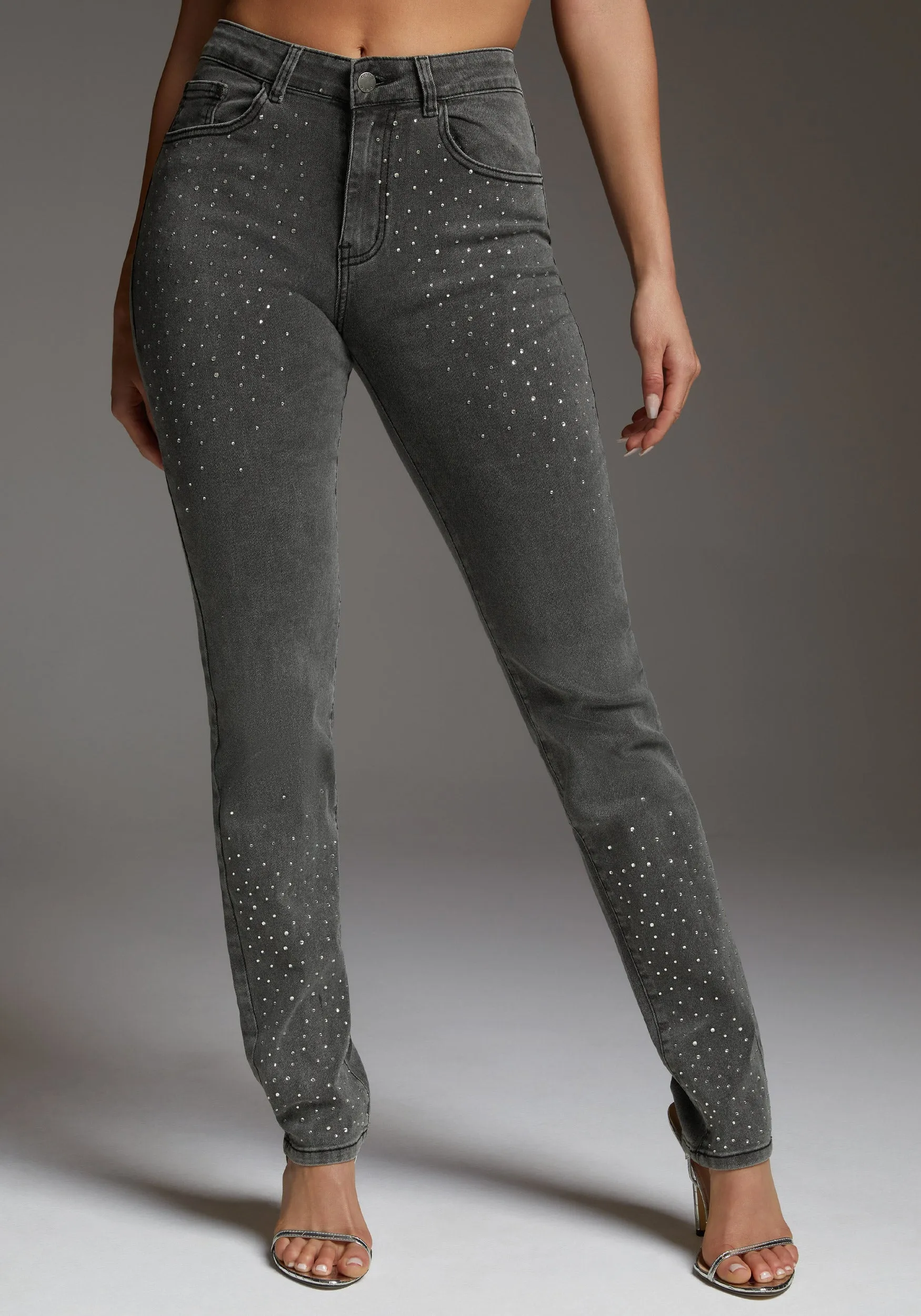 The Skinny With Rhinestone Details sold by Bebe