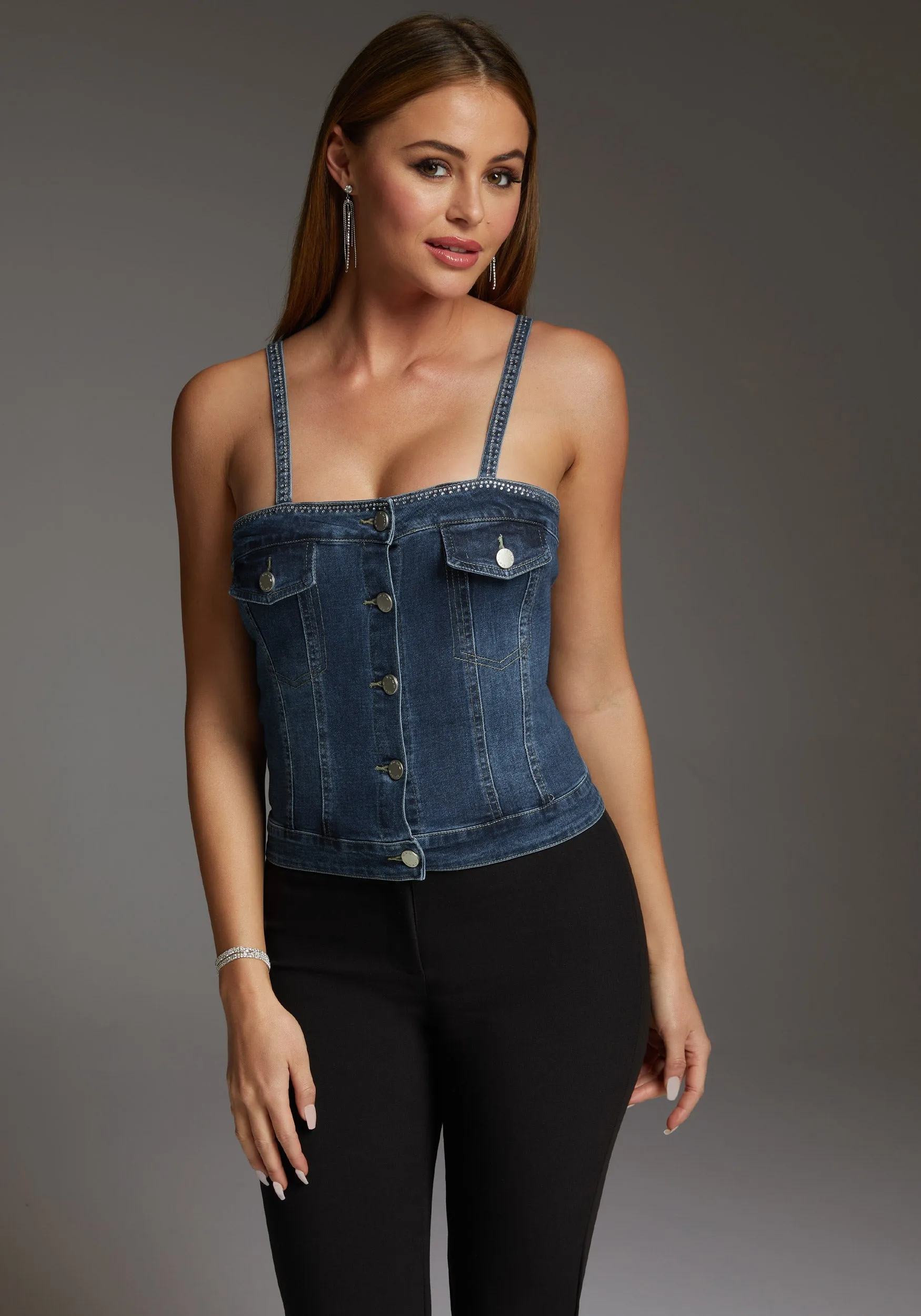 The Button Front Corset sold by Bebe