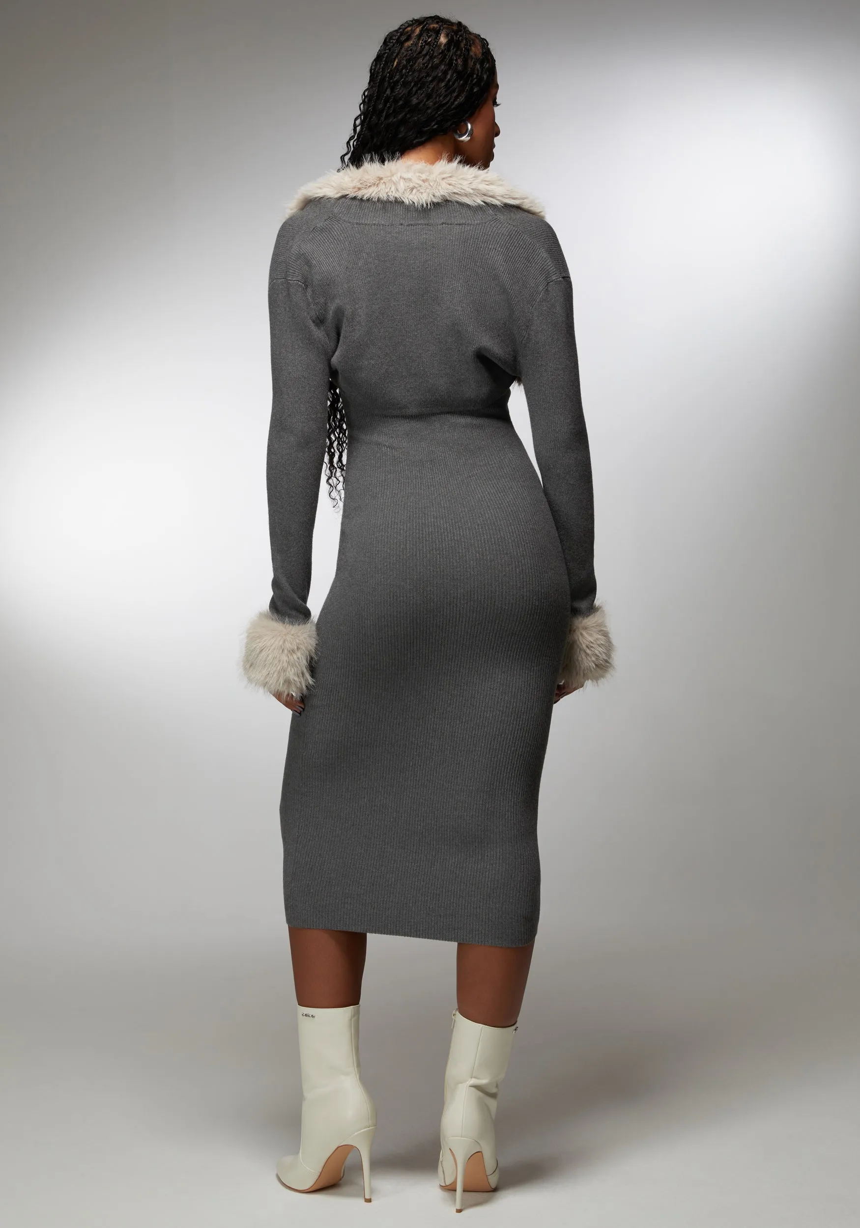 Two Piece Faux Fur Sweater Dress sold by Bebe product image thumbnail 3