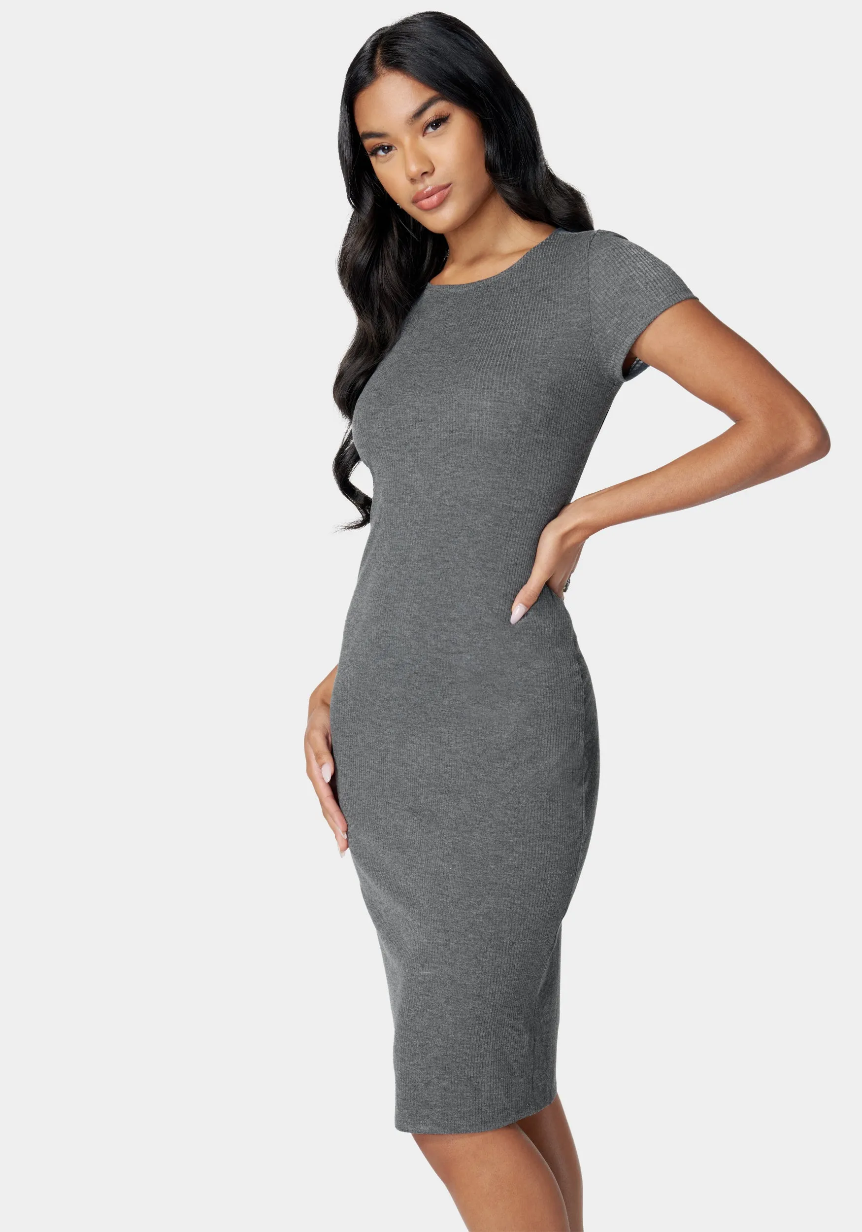 Short Sleeve Midi Rib T-Shirt Dress sold by Bebe product image thumbnail 2