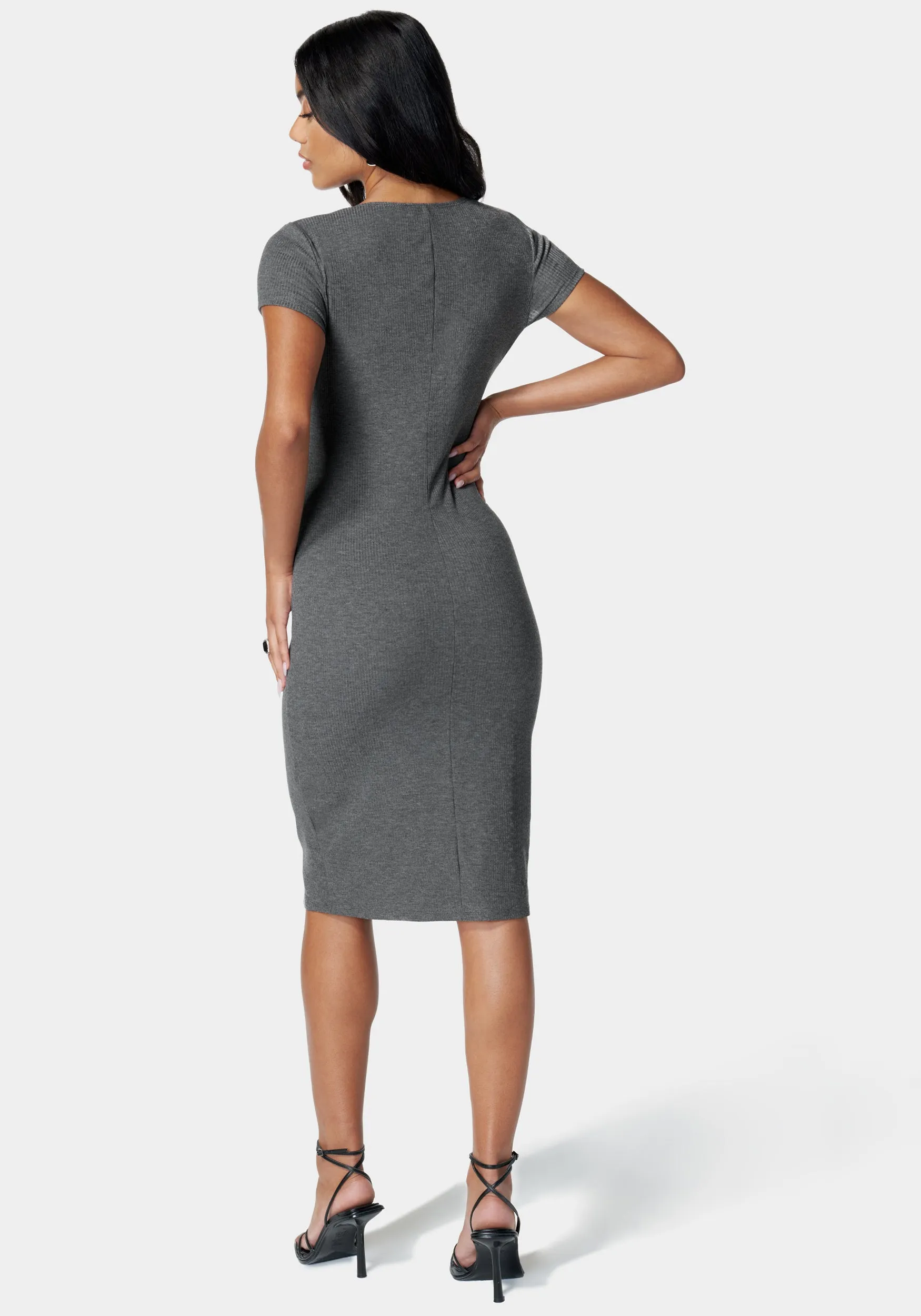 Short Sleeve Midi Rib T-Shirt Dress sold by Bebe product image thumbnail 3