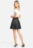 Vegan Leather Pleated Side Snap Skirt sold by Bebe