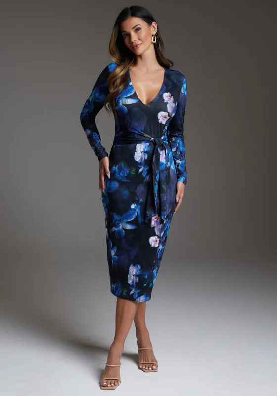 Tie Waist Printed Midi sold by Bebe