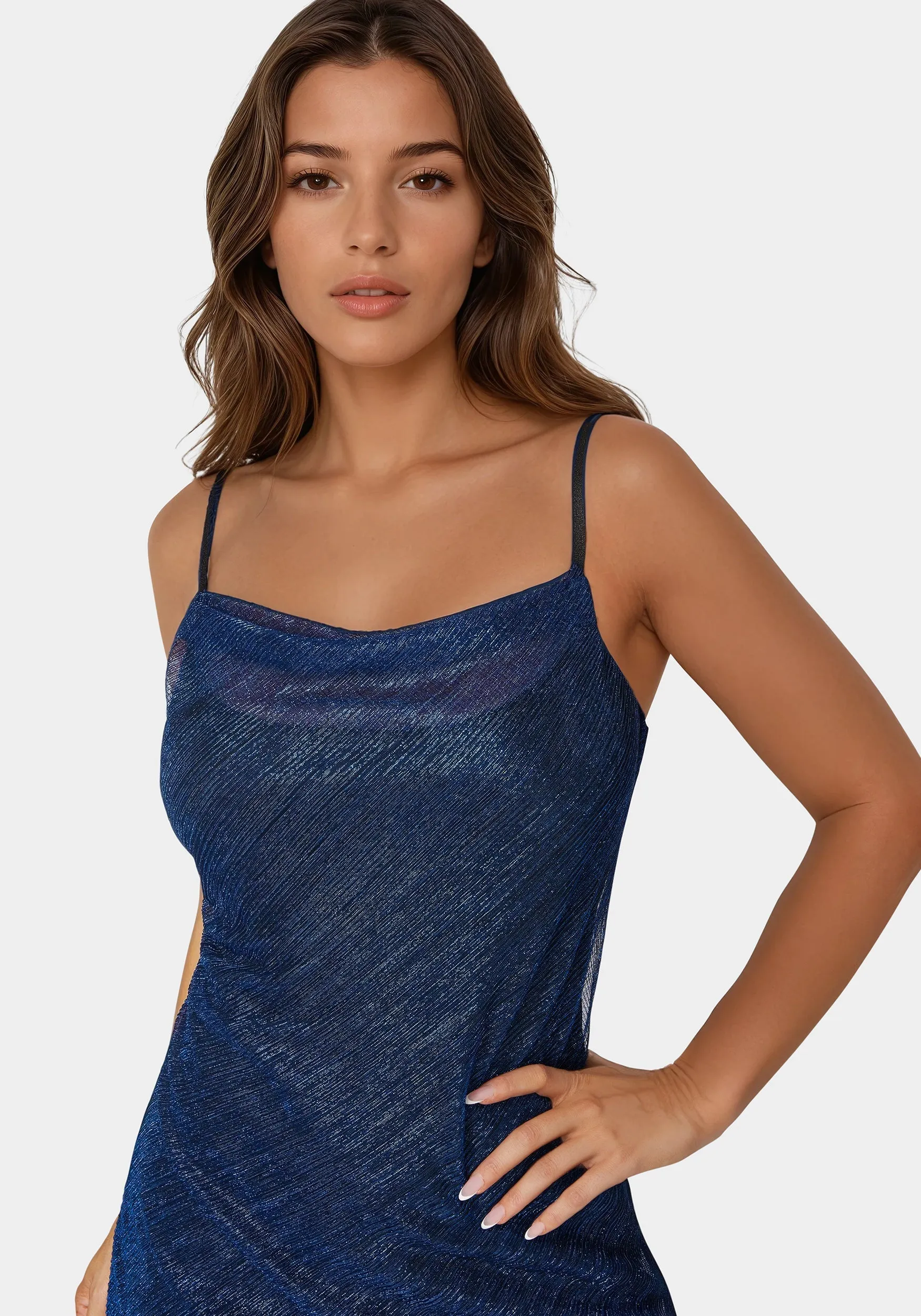 Pleated Cowl Neck Midi Dress sold by Bebe product image thumbnail 4