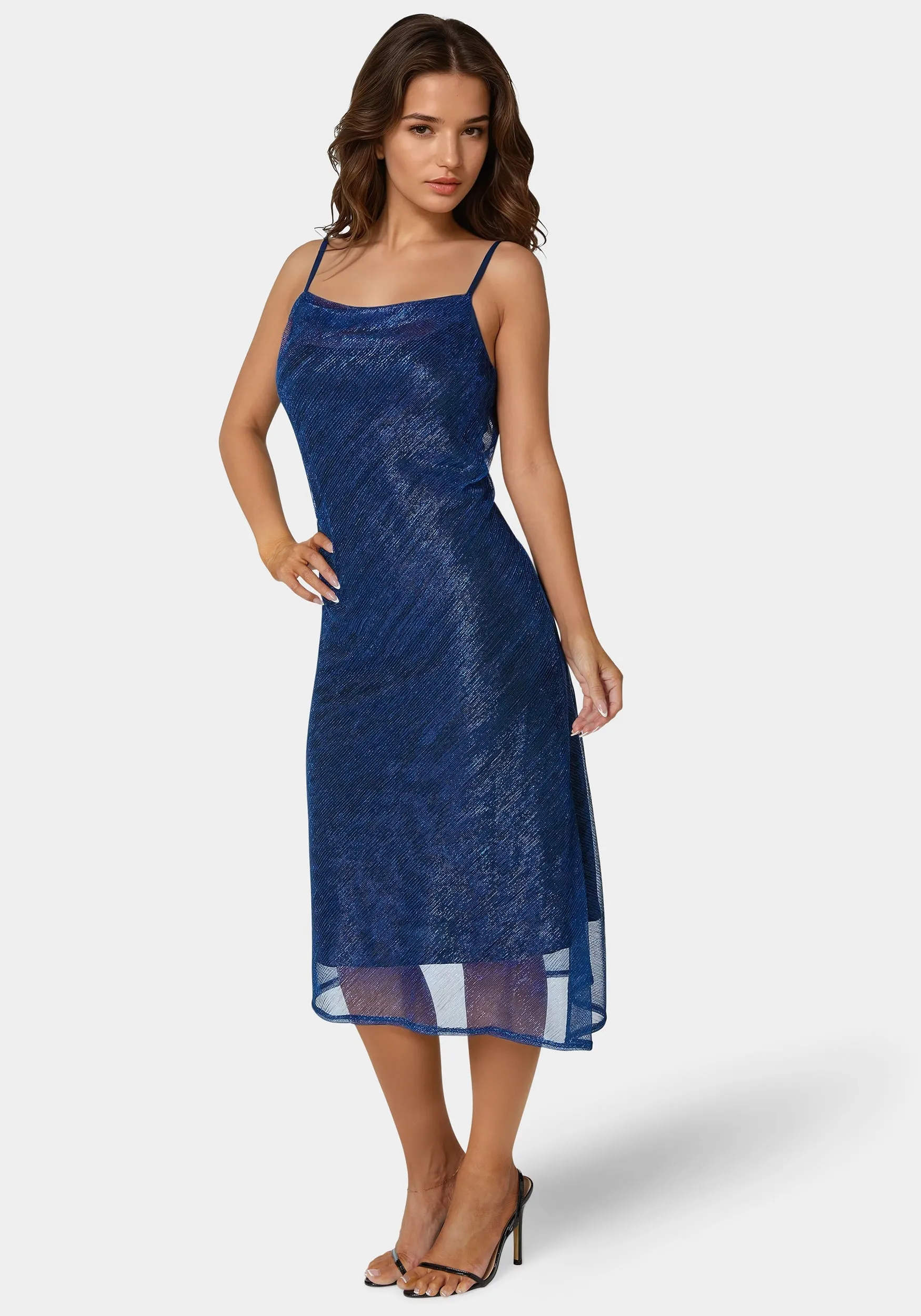 Pleated Cowl Neck Midi Dress sold by Bebe product image thumbnail 2
