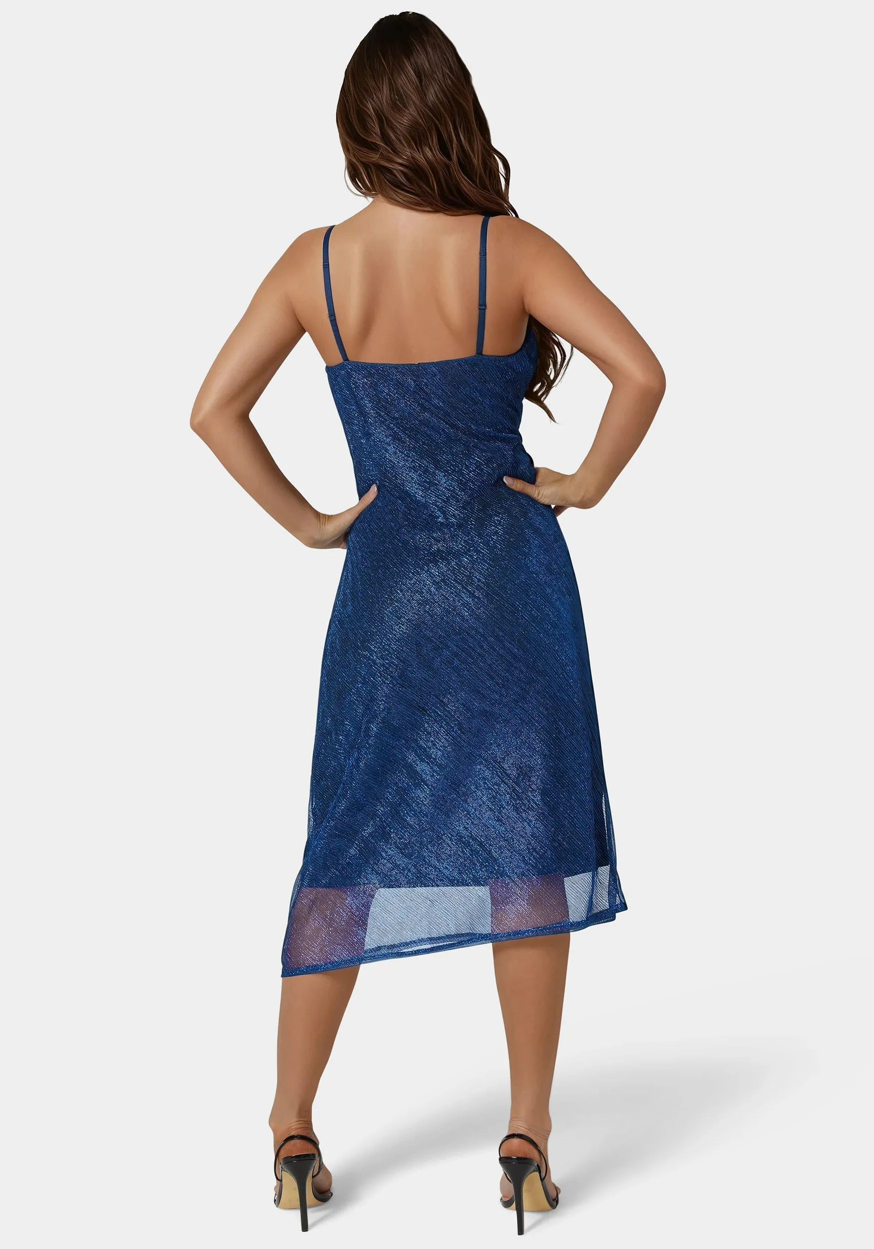 Pleated Cowl Neck Midi Dress sold by Bebe product image thumbnail 3