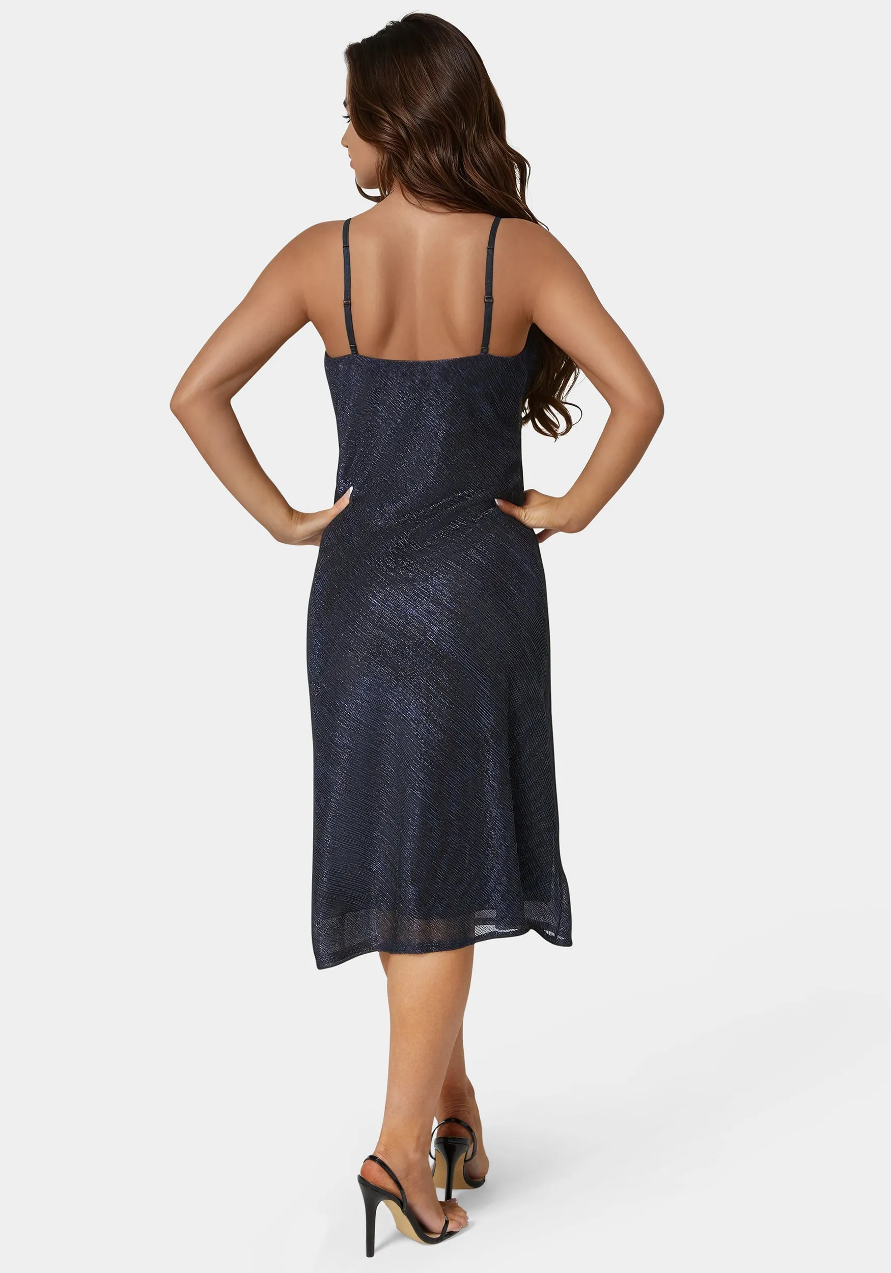 Pleated Cowl Neck Midi Dress sold by Bebe product image thumbnail 3