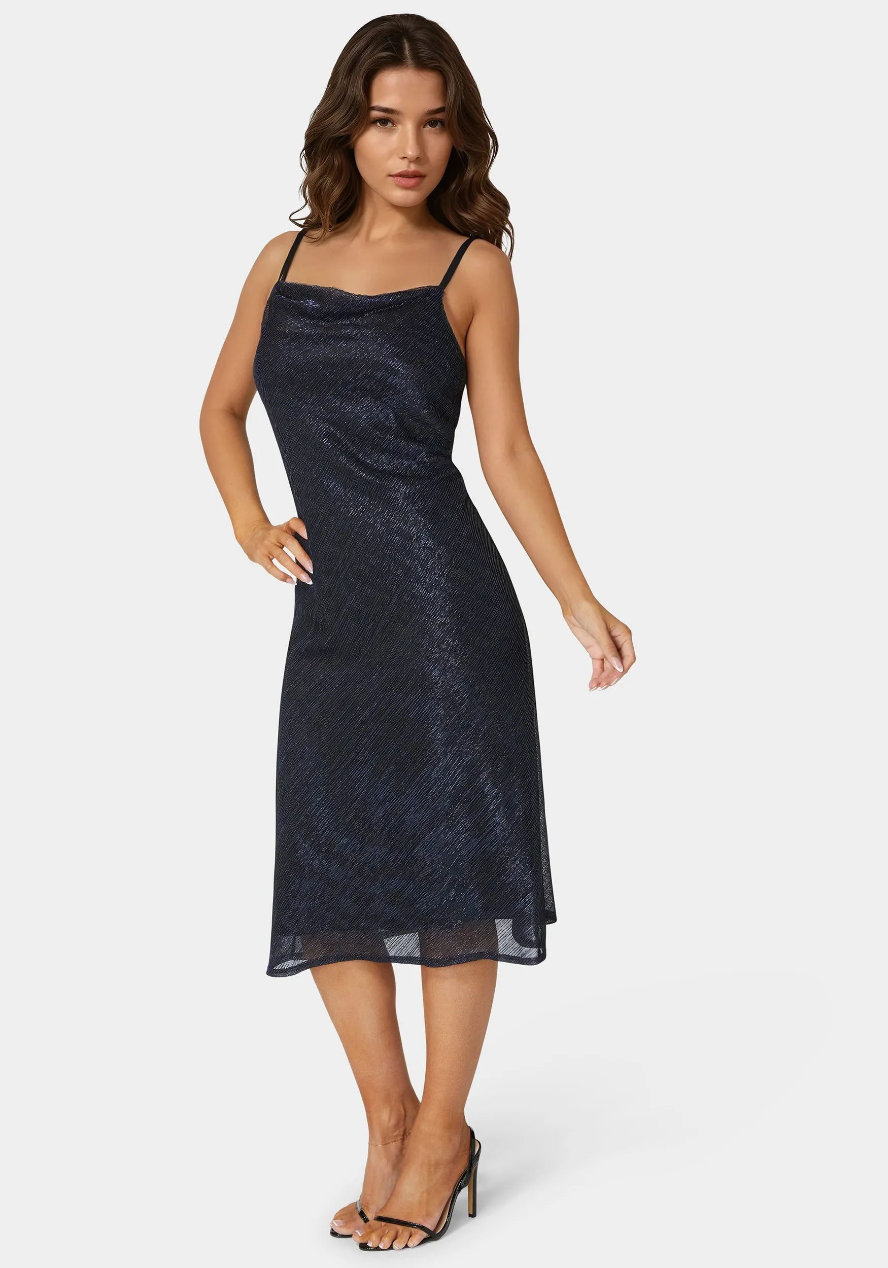 Pleated Cowl Neck Midi Dress sold by Bebe product image thumbnail 2