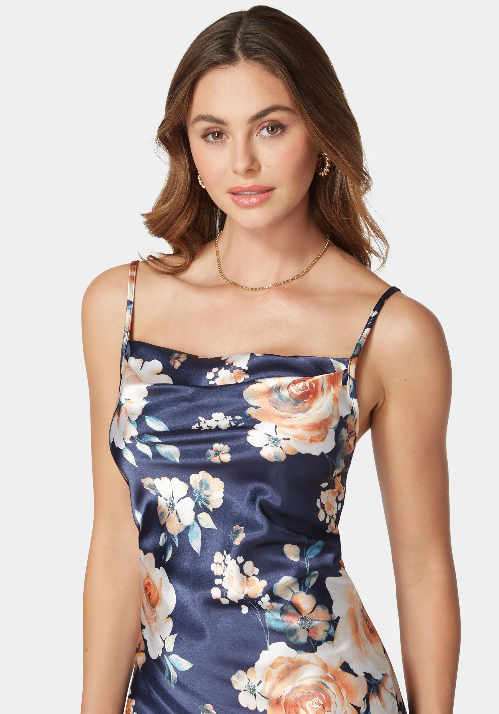 Printed Satin Slip Midi Dress sold by Bebe product image thumbnail 4