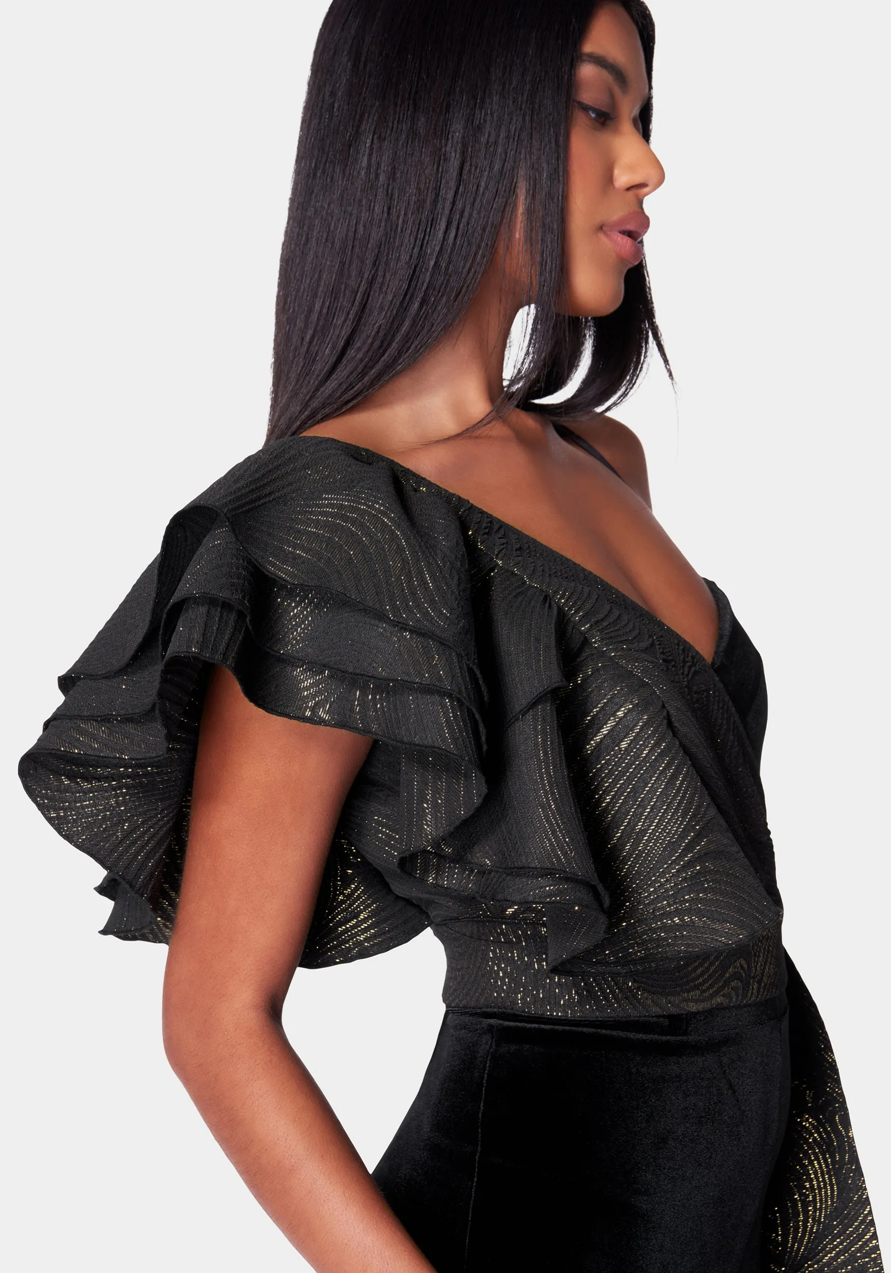 Removable Ruffle Top Wide Leg Jumpsuit sold by Bebe product image thumbnail 5