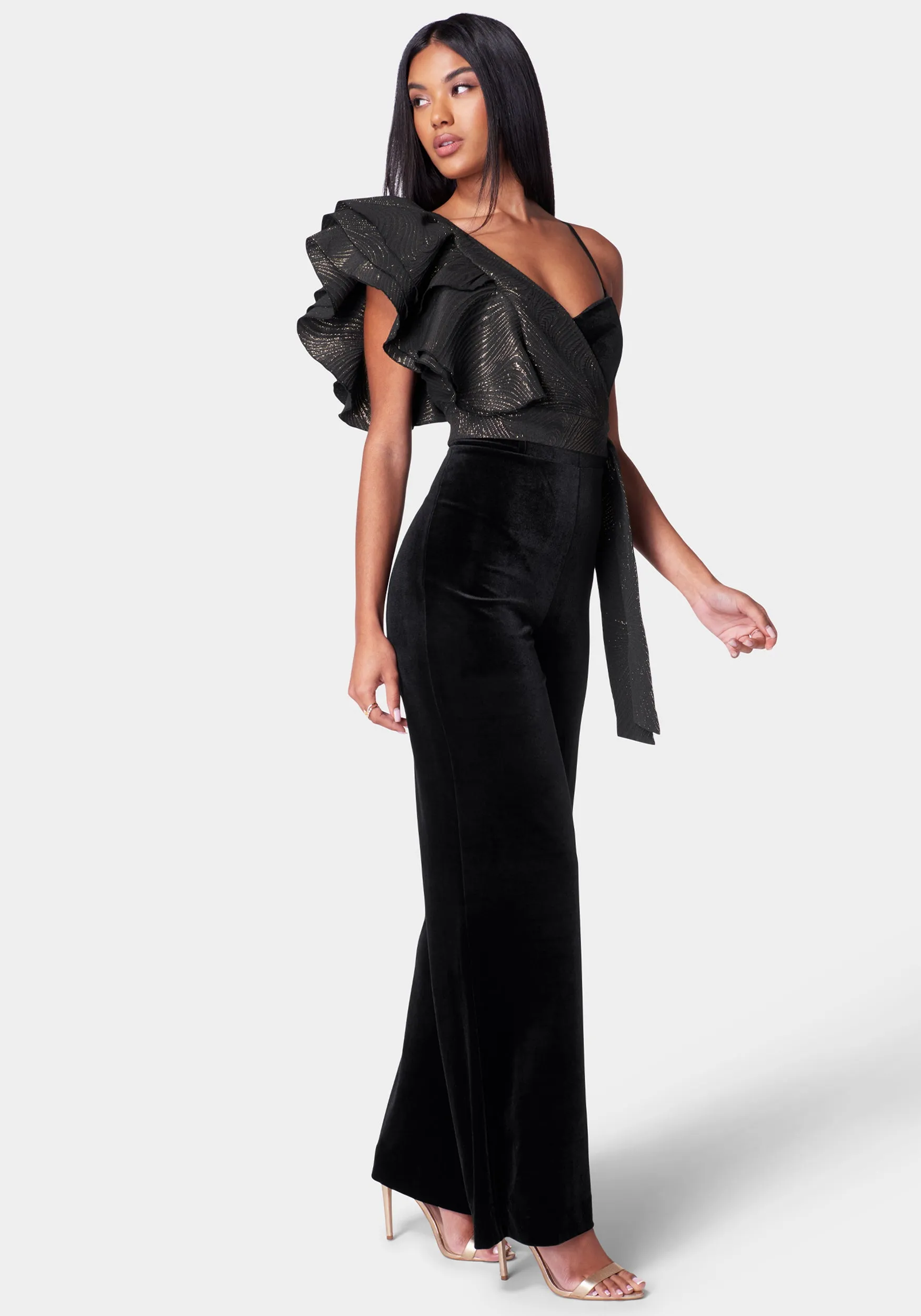 Removable Ruffle Top Wide Leg Jumpsuit sold by Bebe product image thumbnail 3