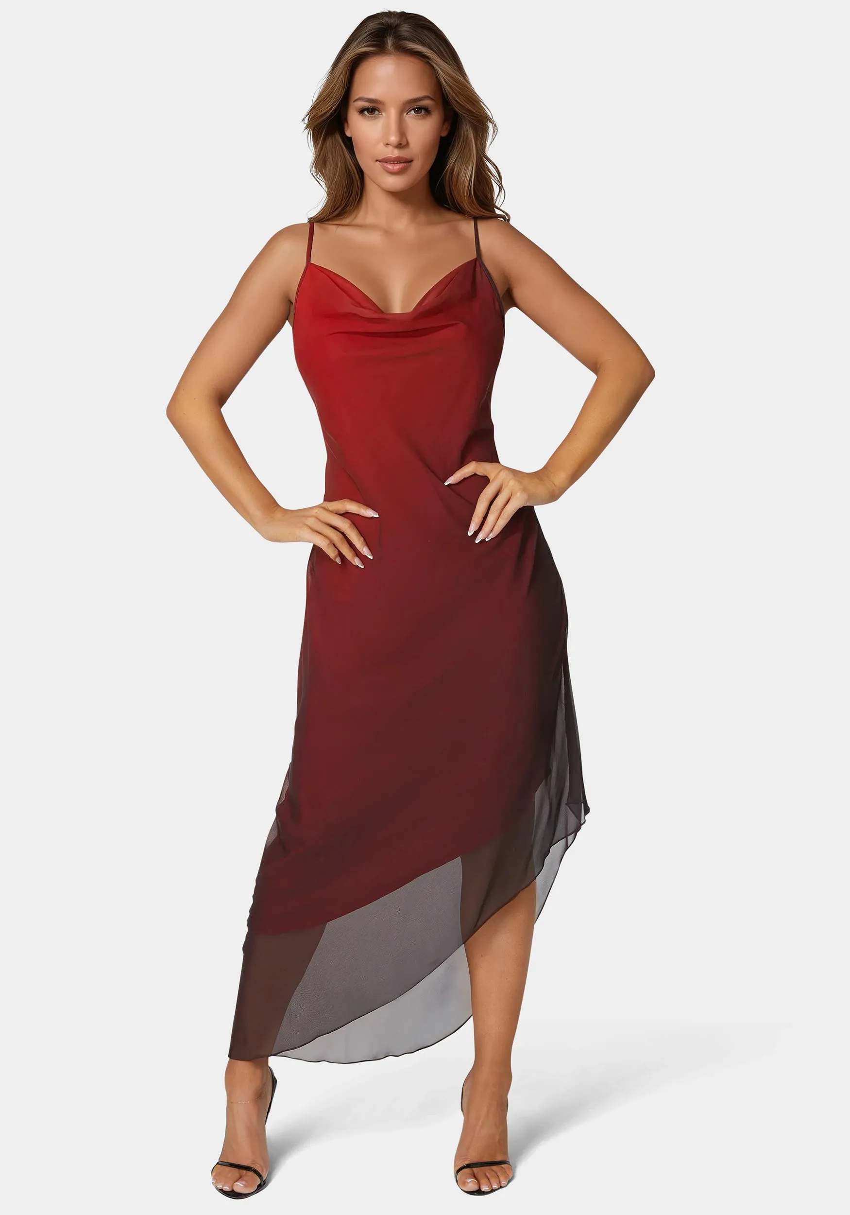 Ombre Chiffon Cowl Dress sold by Bebe