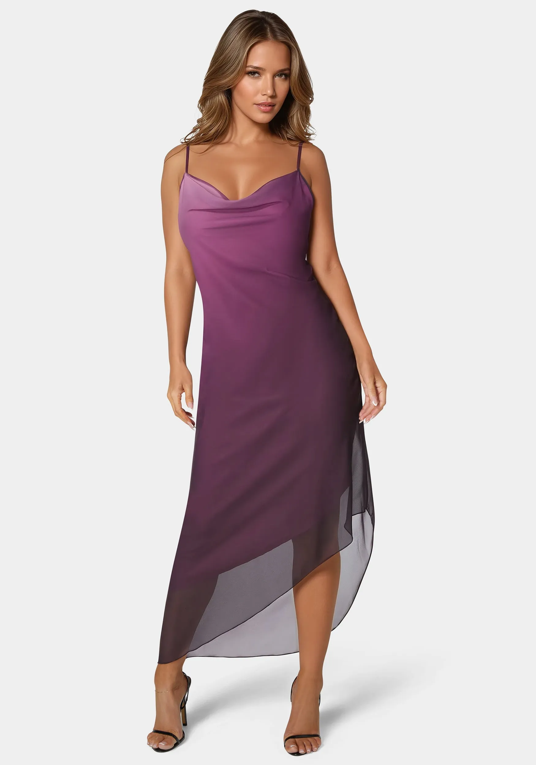 Ombre Chiffon Cowl Dress sold by Bebe