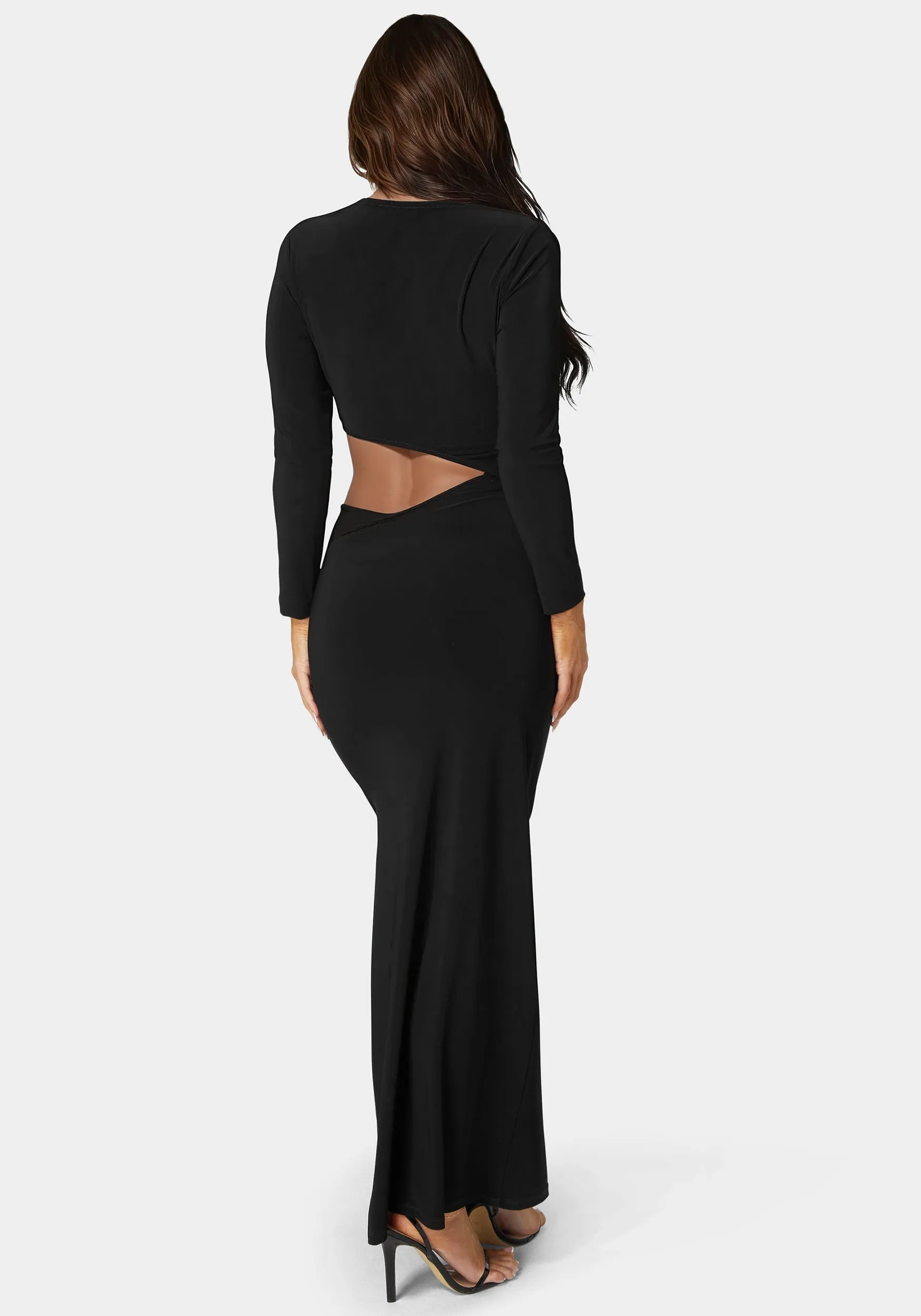 Asymmetric Cut Out Long Sleeve Maxi Dress sold by Bebe product image thumbnail 3