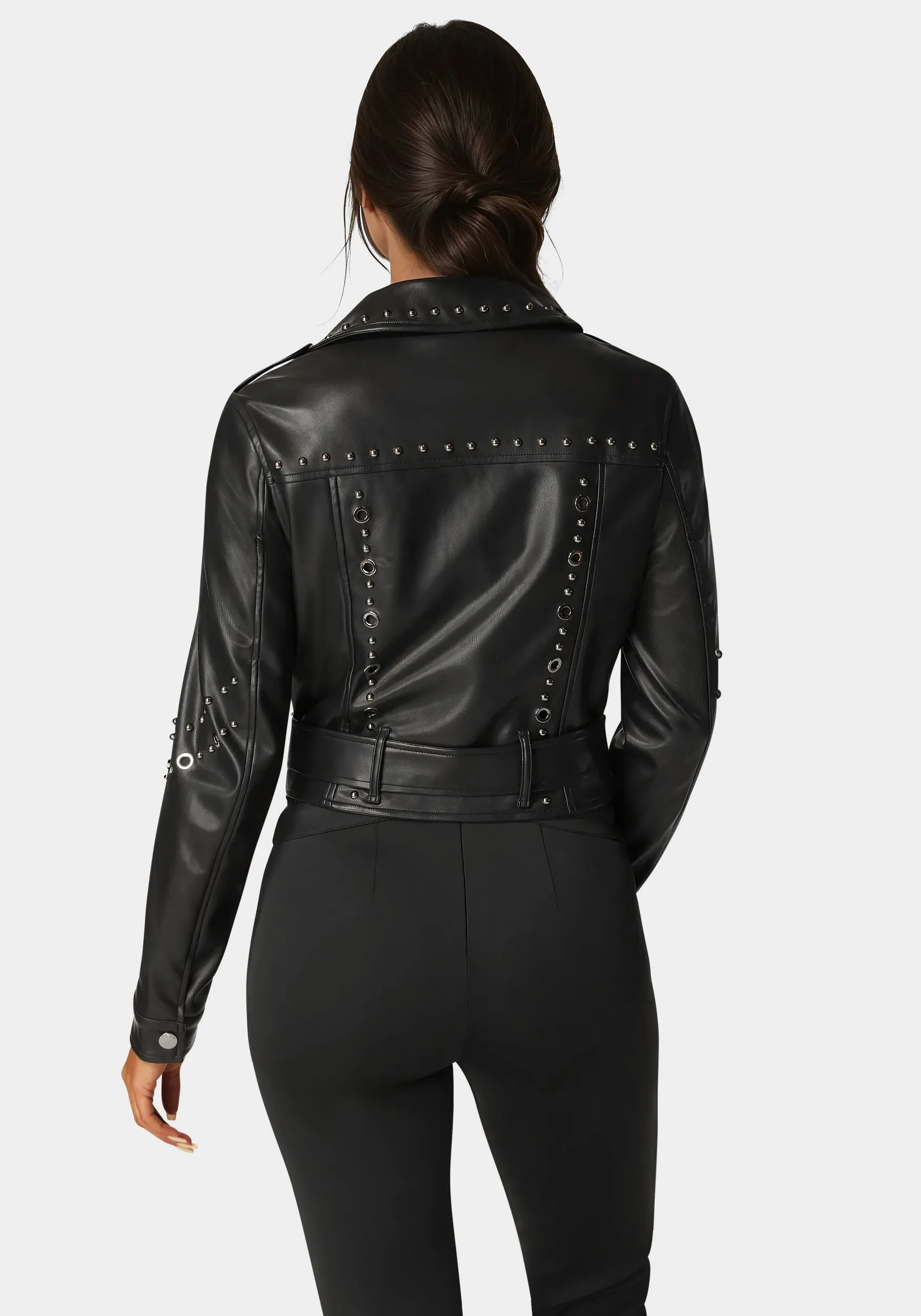Studded Vegan Leather Moto Jacket sold by Bebe product image thumbnail 3