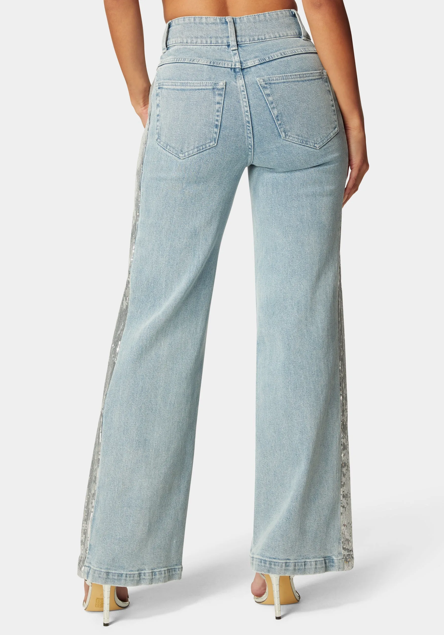 High Waist Sequin Wide Leg Jeans sold by Bebe product image thumbnail 3