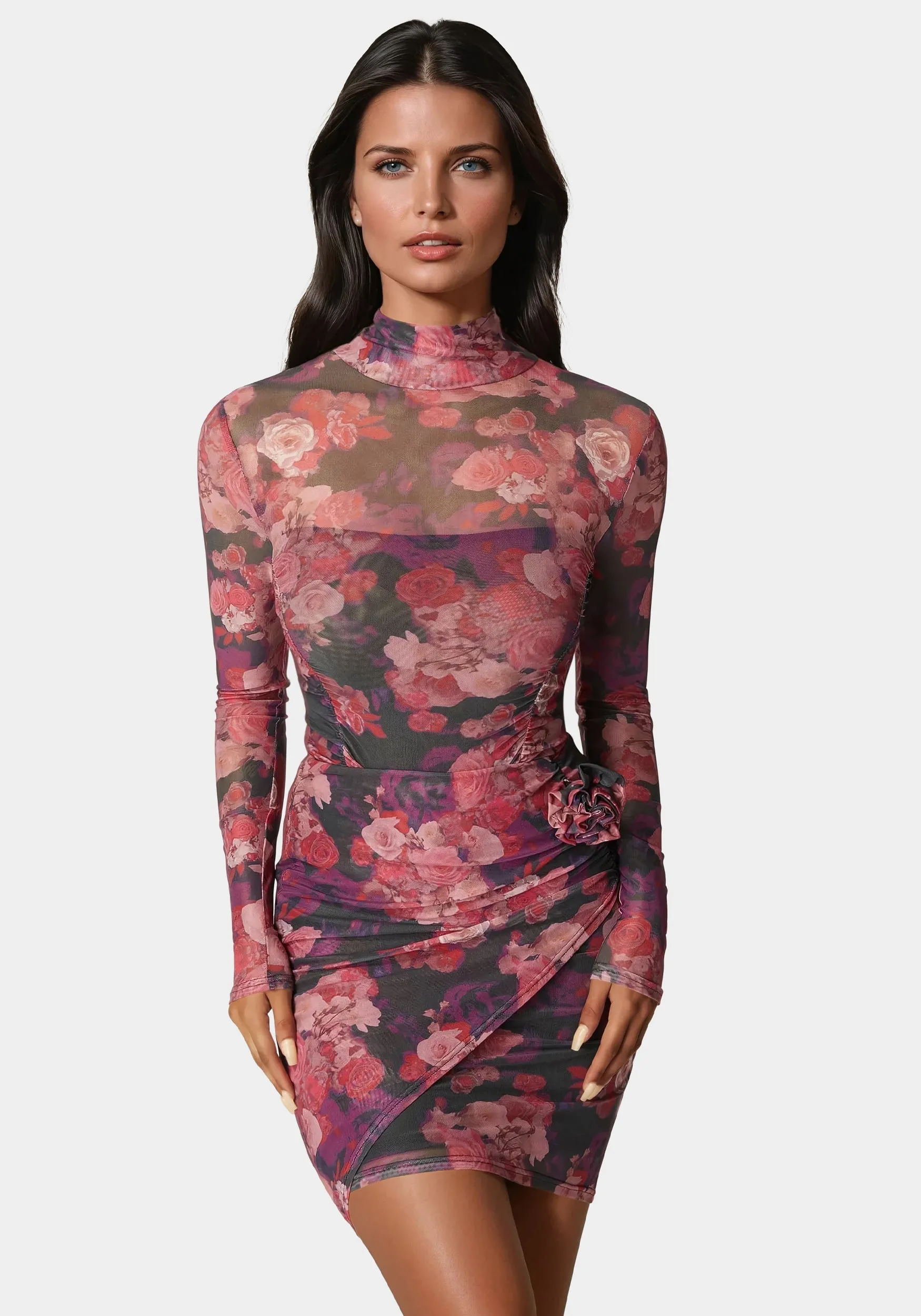 Floral Mesh Bodysuit sold by Bebe