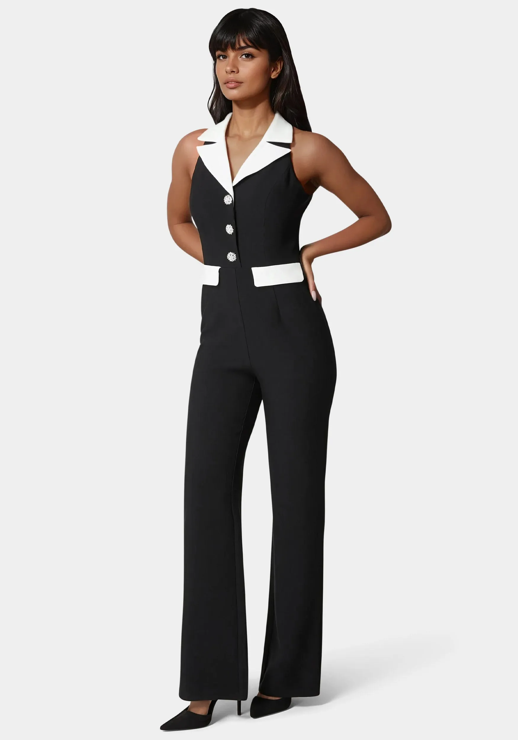 Tailored Straight Flared Jumpsuit sold by Bebe product image thumbnail 2