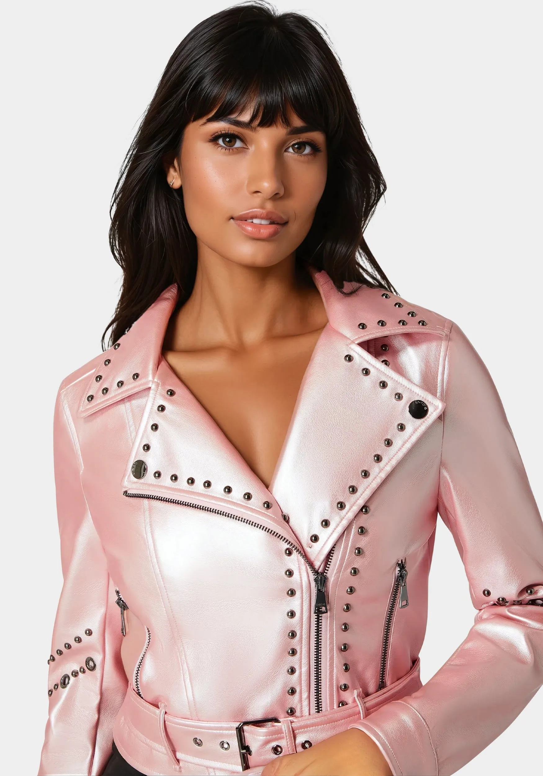 Studded Vegan Leather Moto Jacket sold by Bebe product image thumbnail 4