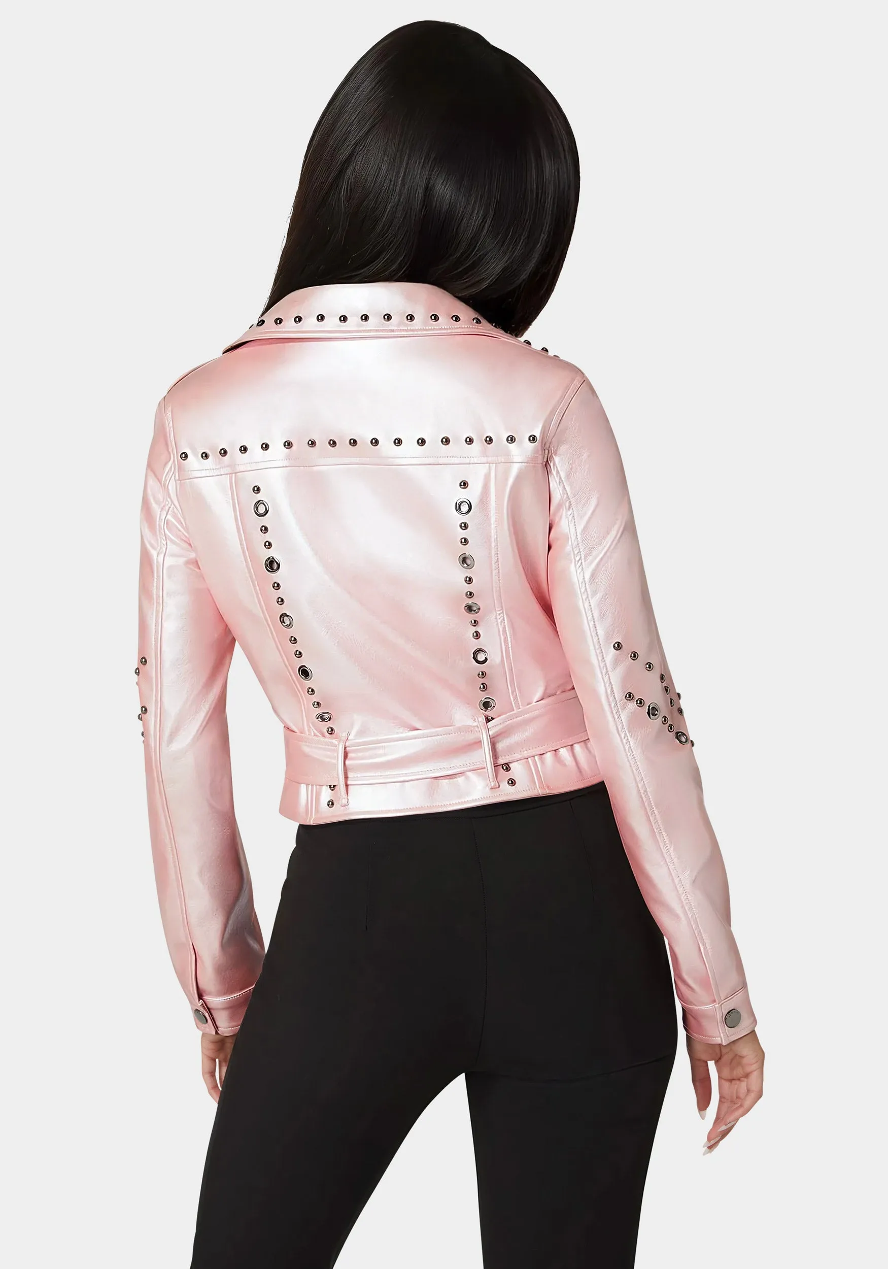 Studded Vegan Leather Moto Jacket sold by Bebe product image thumbnail 3