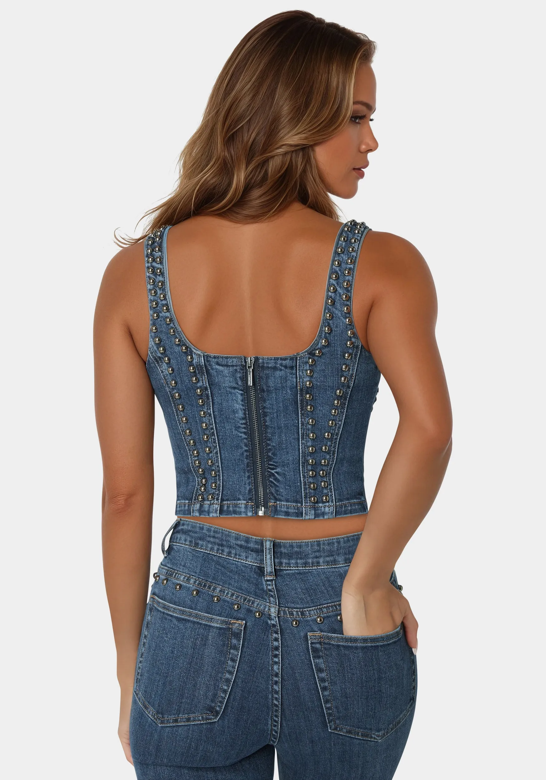 Studded Denim Corset sold by Bebe product image thumbnail 3