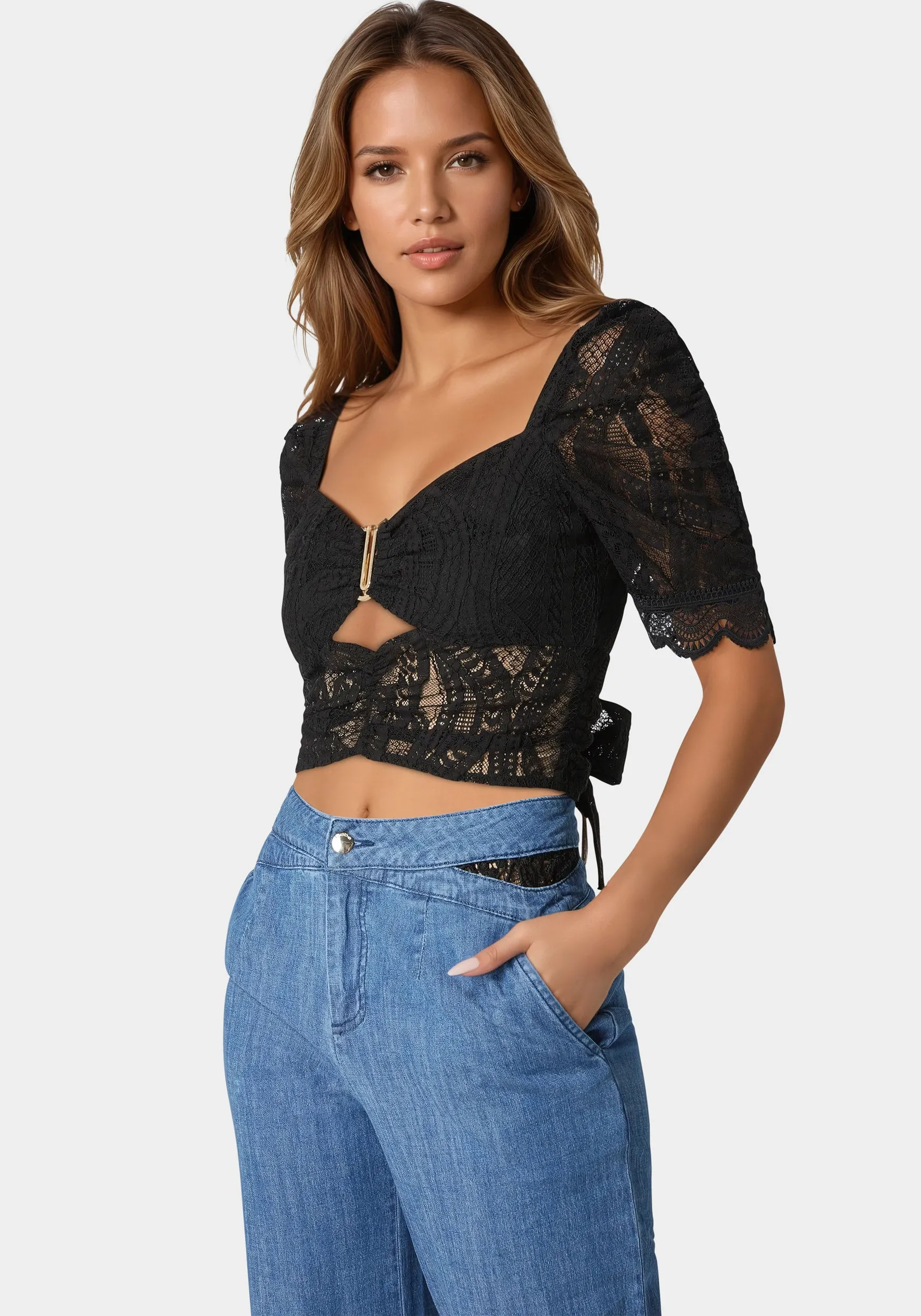 Puff Sleeve Lace Top sold by Bebe product image thumbnail 2