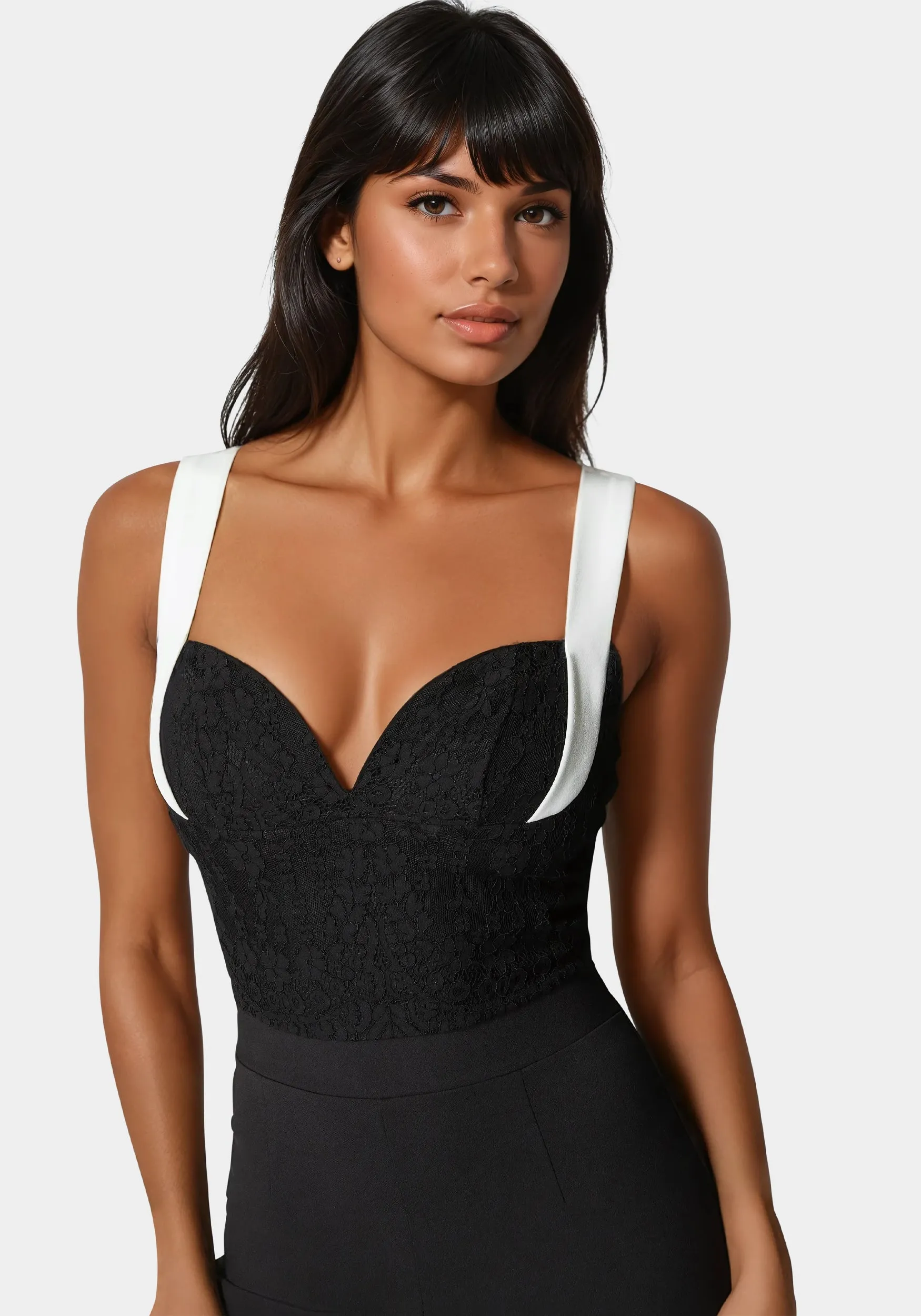 Lace Insert Flared Jumpsuit sold by Bebe product image thumbnail 4