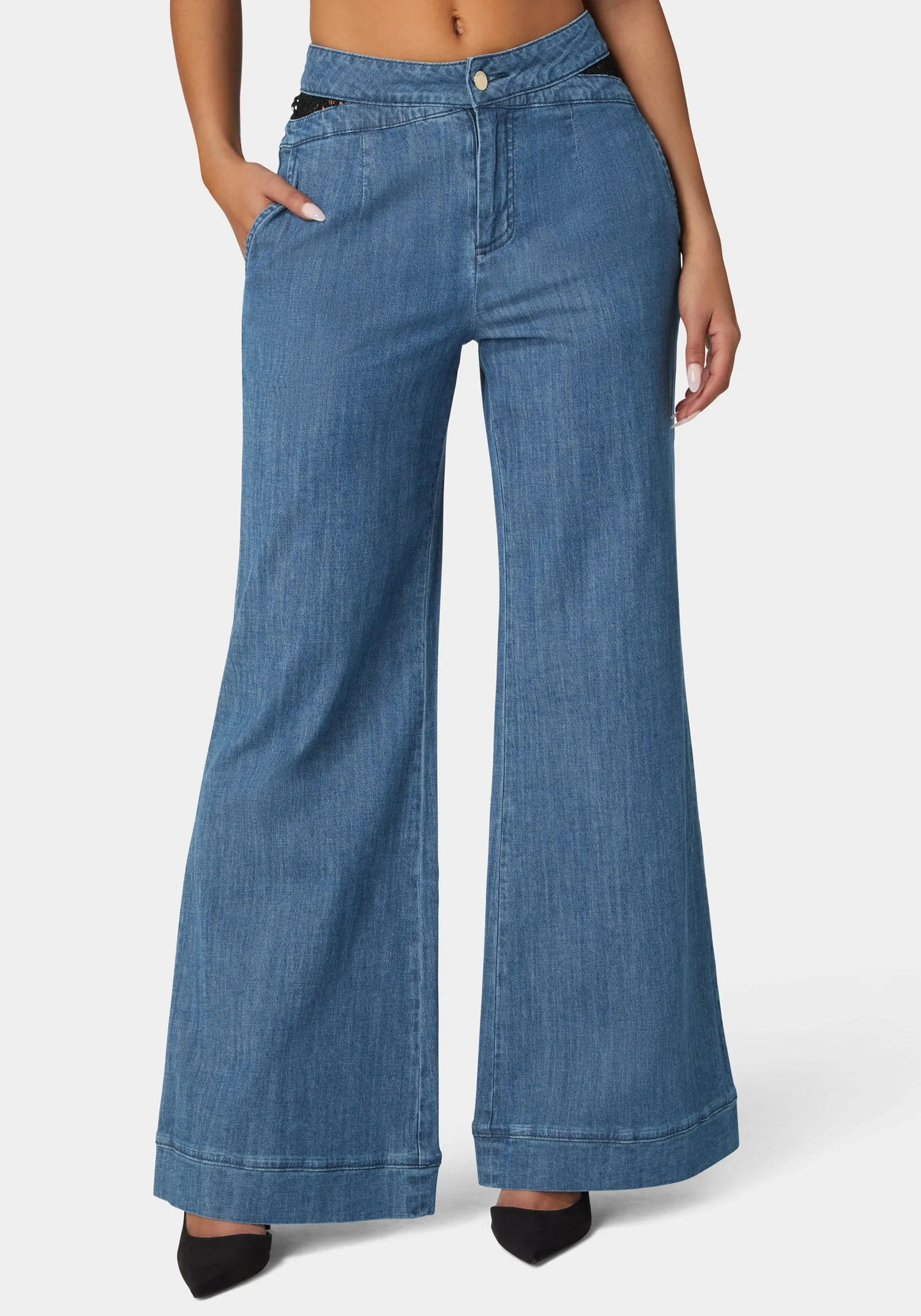 High Waist Ultra Wide Leg Denim Pant sold by Bebe