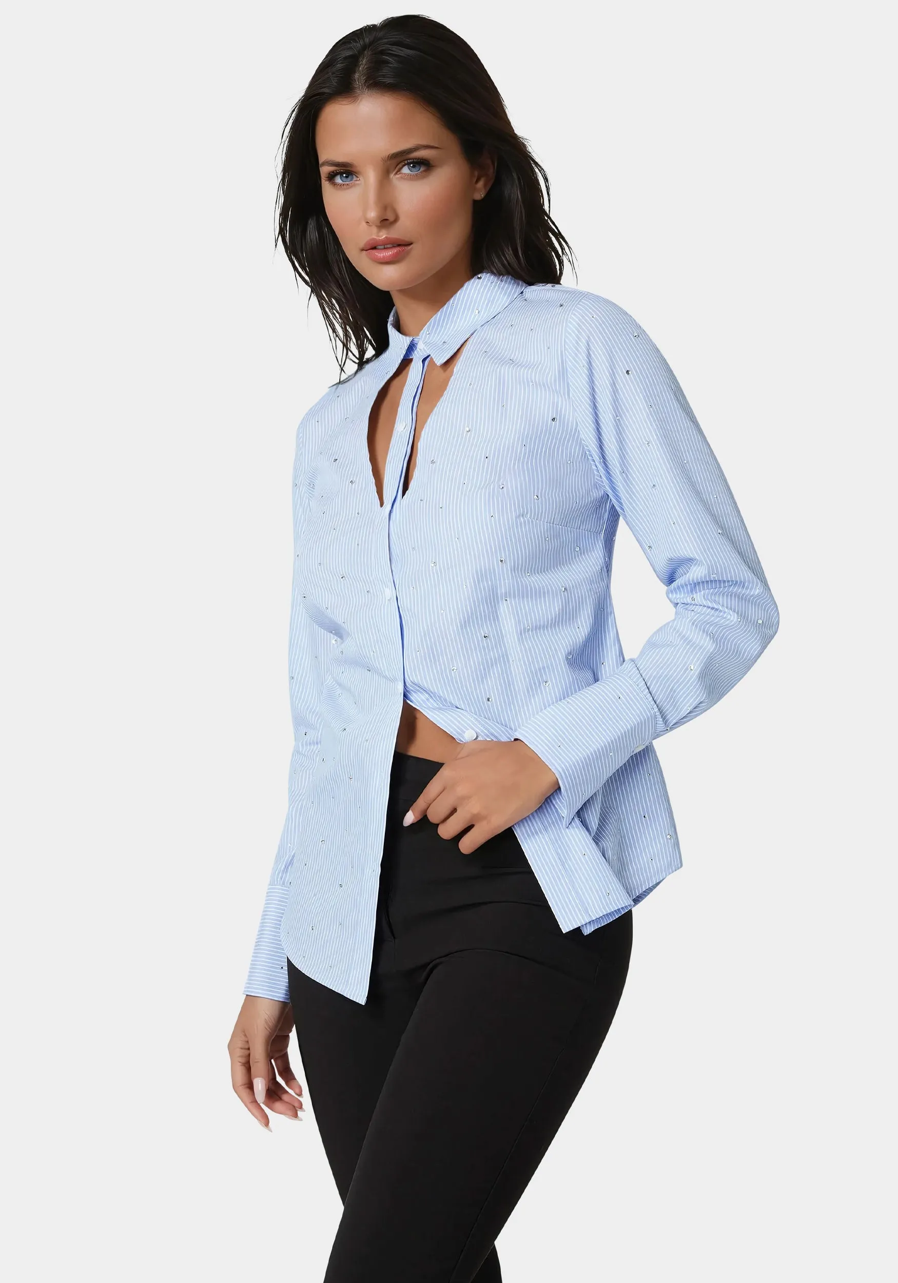 Cut out Rhinestone Poplin Blouse sold by Bebe product image thumbnail 2