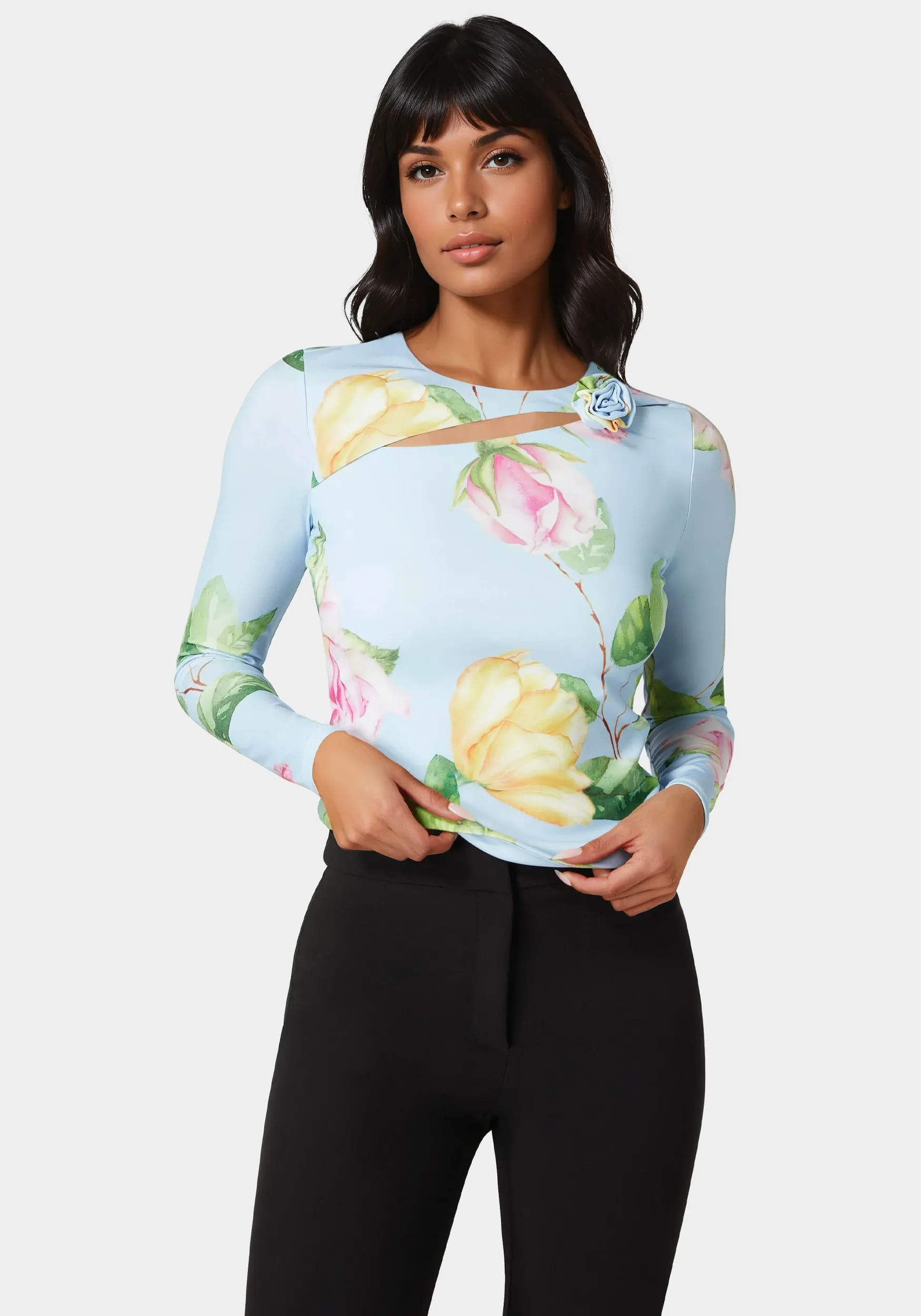 Cut Out Flower Long Sleeve Top sold by Bebe