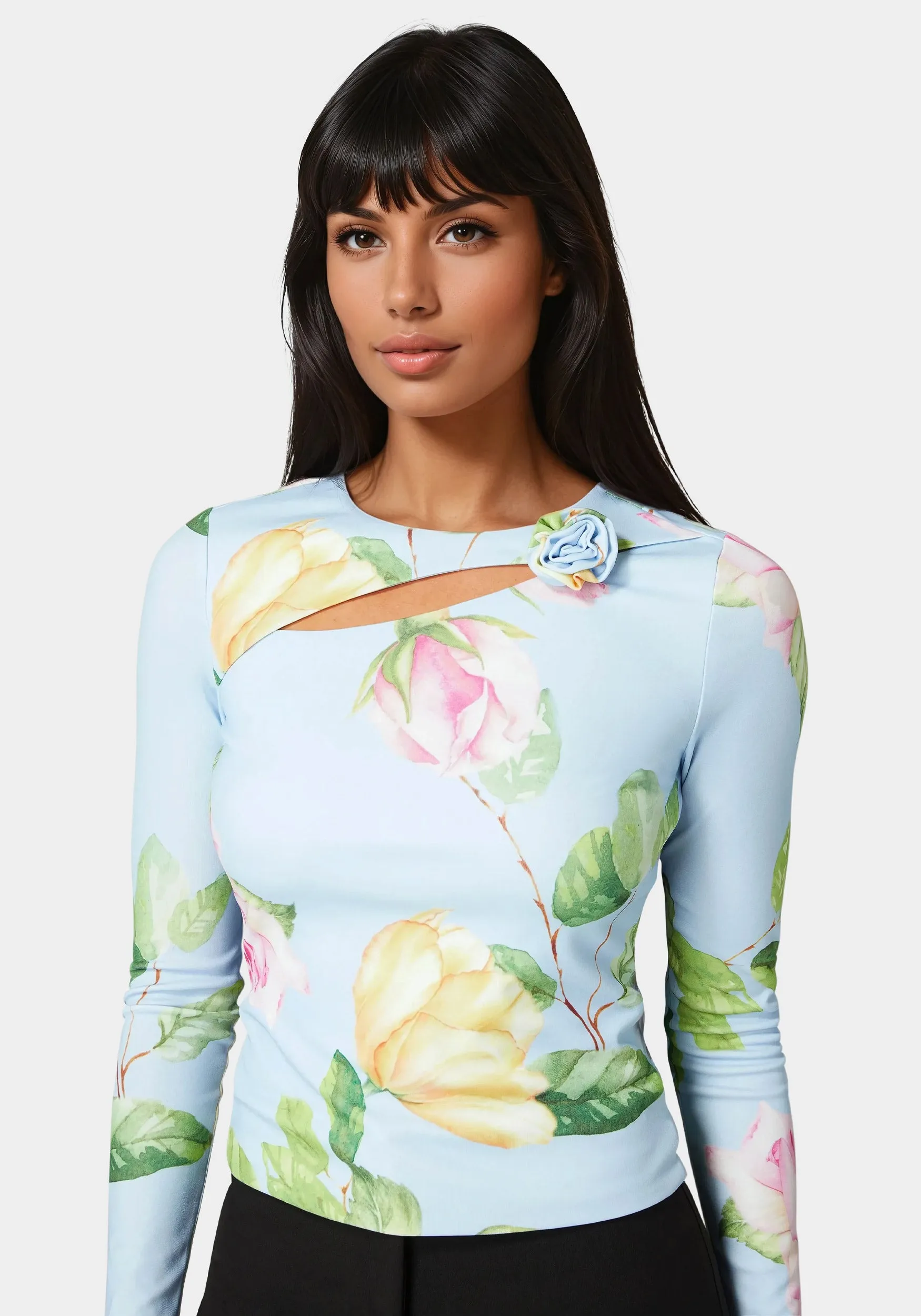 Cut Out Flower Long Sleeve Top sold by Bebe product image thumbnail 4