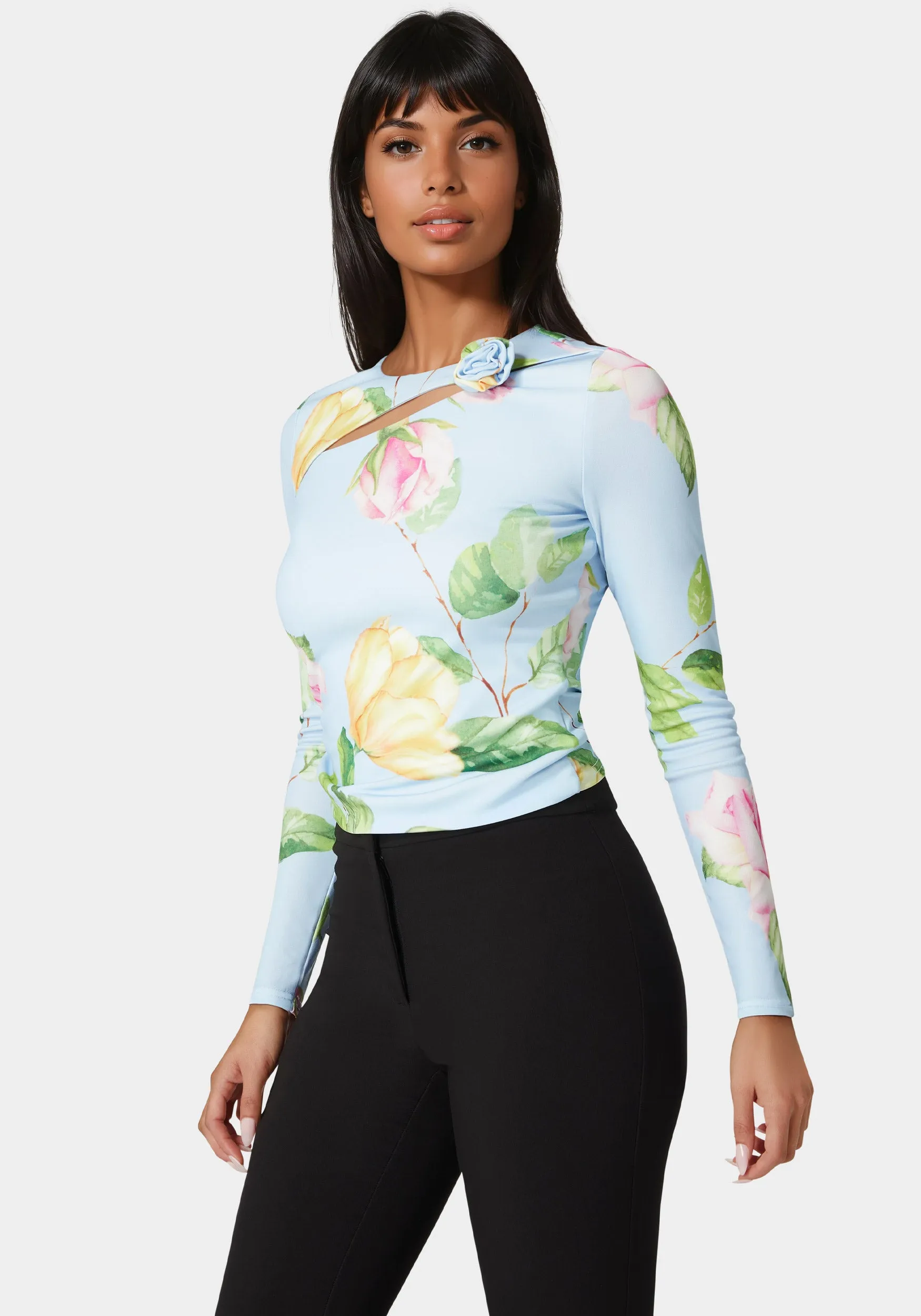 Cut Out Flower Long Sleeve Top sold by Bebe product image thumbnail 2