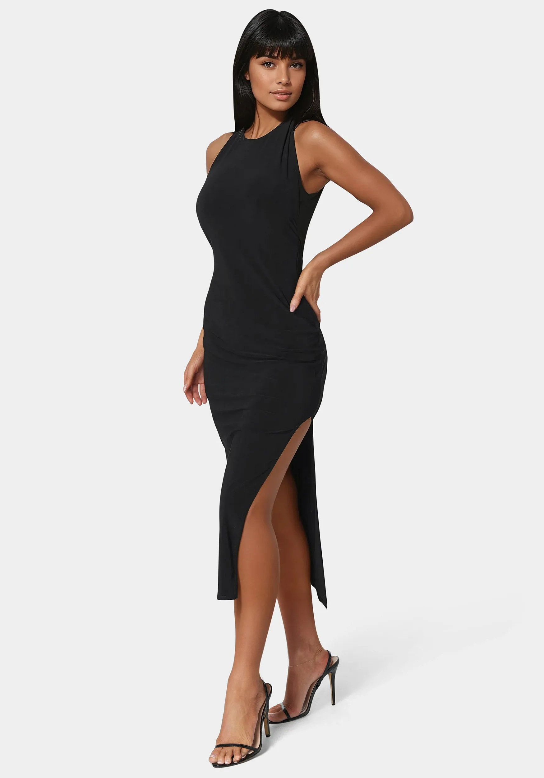High Neck Cowl Maxi With Slit Dress sold by Bebe product image thumbnail 2