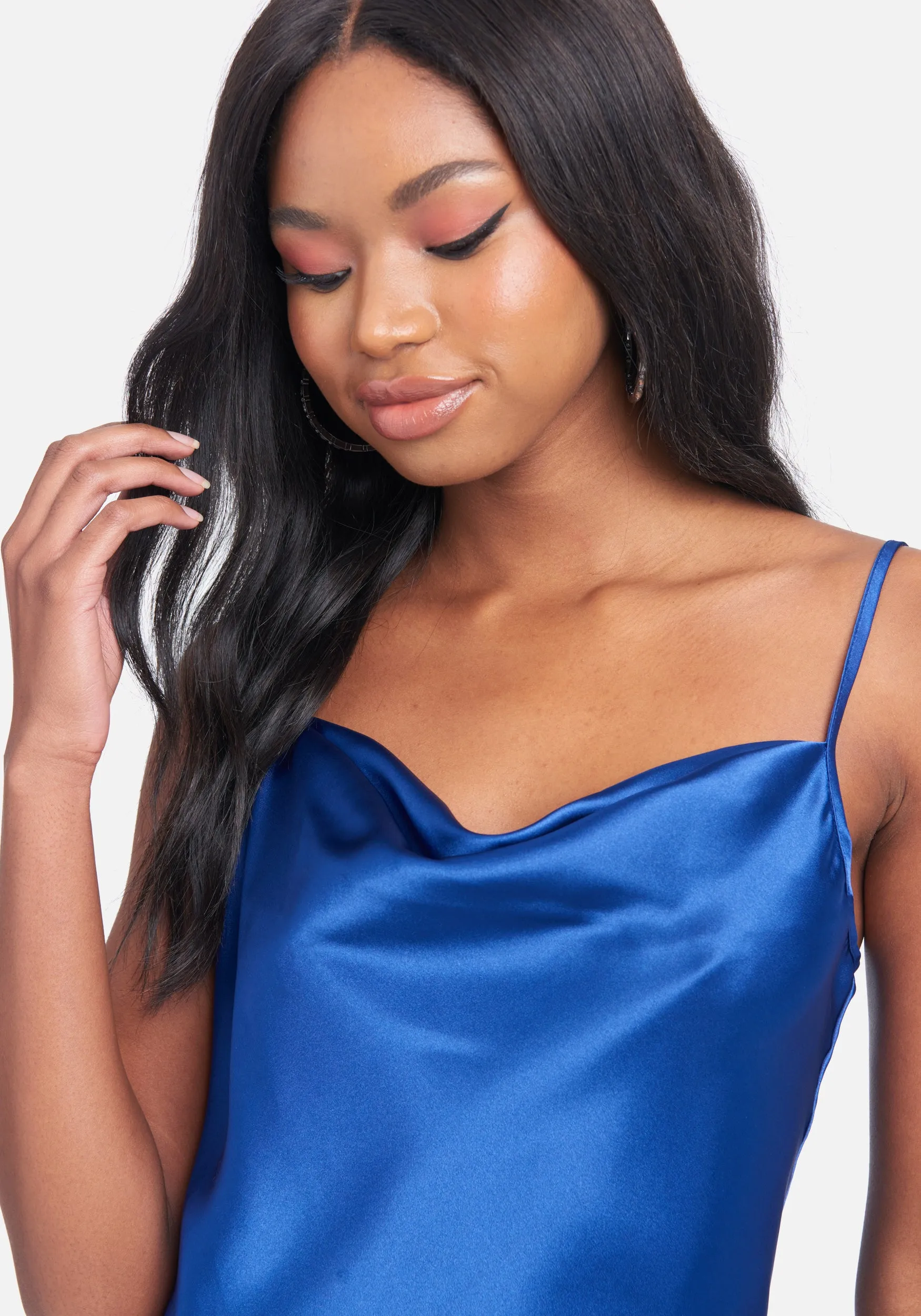 Satin Cowl Neck Slip Midi Dress sold by Bebe product image thumbnail 4