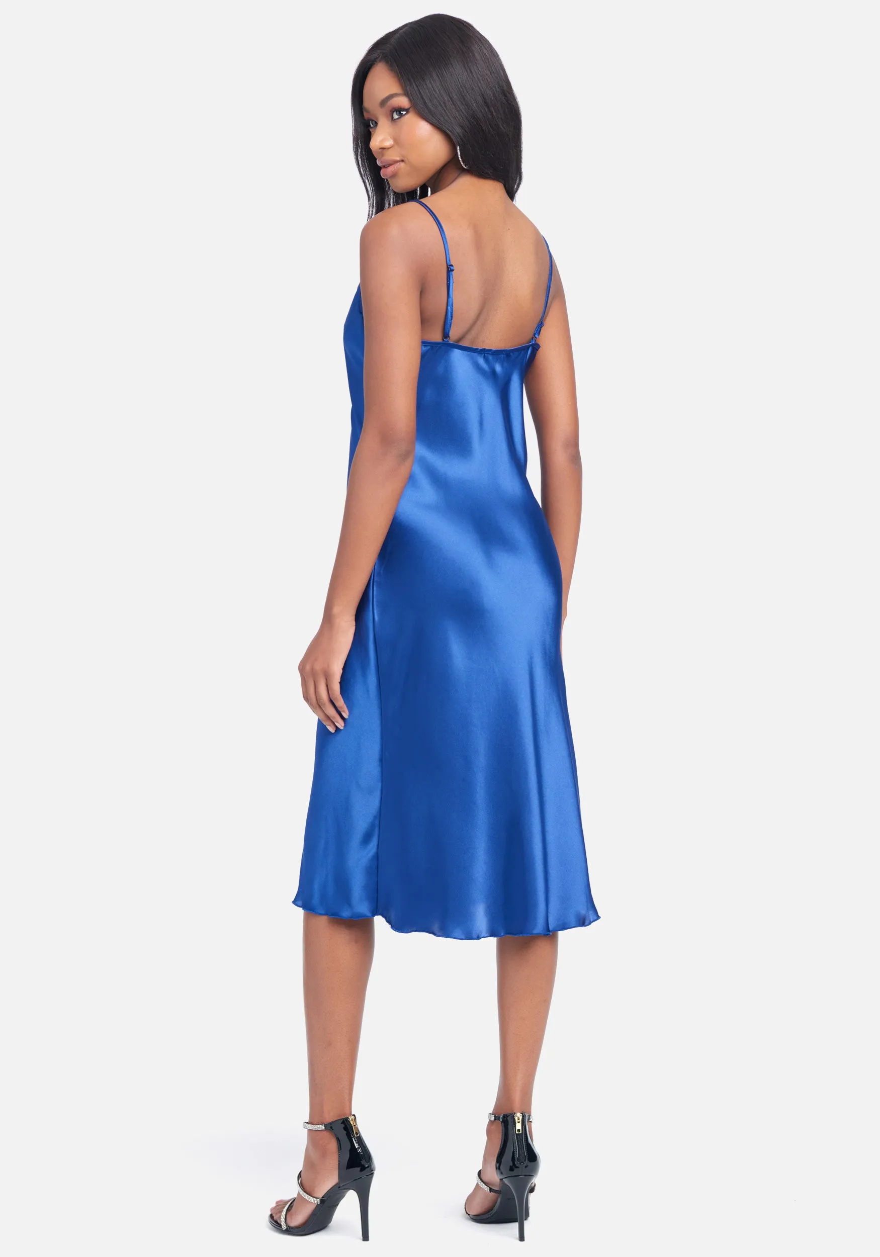 Satin Cowl Neck Slip Midi Dress sold by Bebe product image thumbnail 3