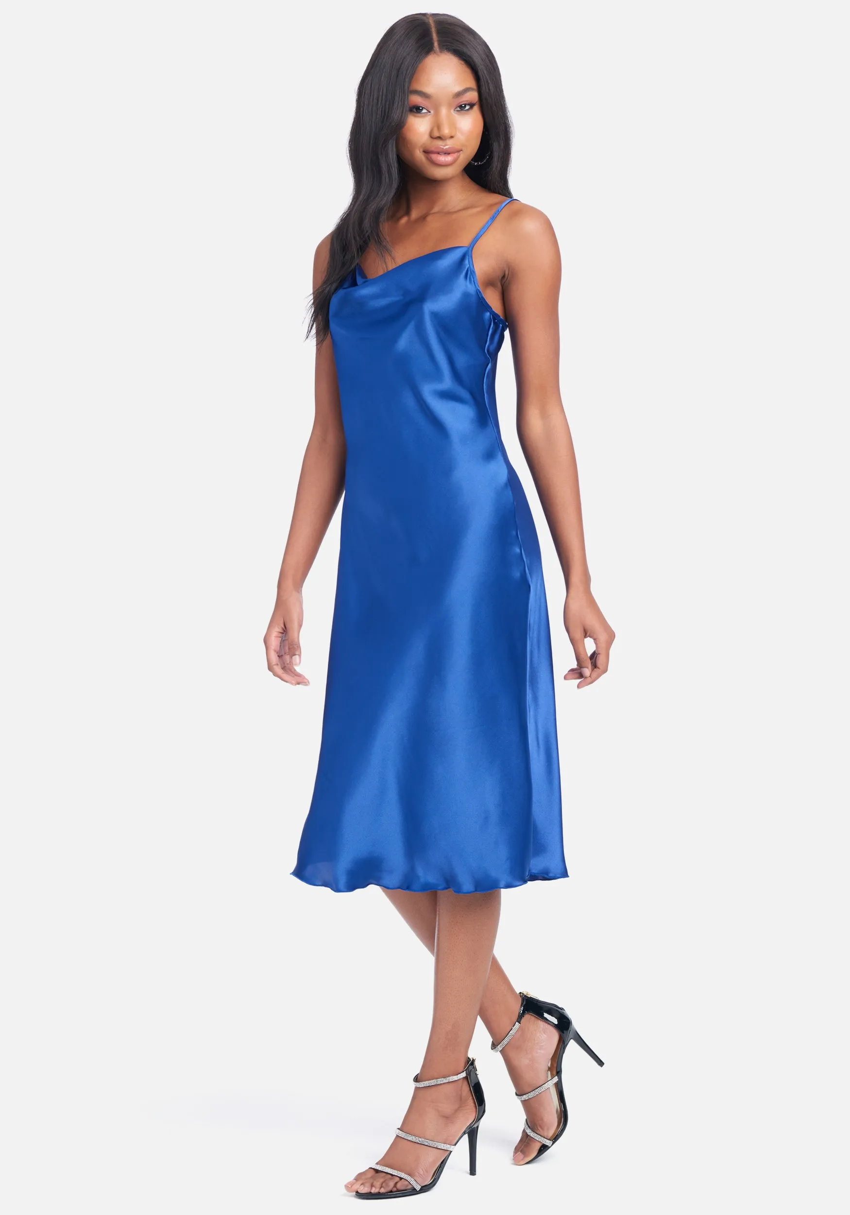 Satin Cowl Neck Slip Midi Dress sold by Bebe product image thumbnail 2