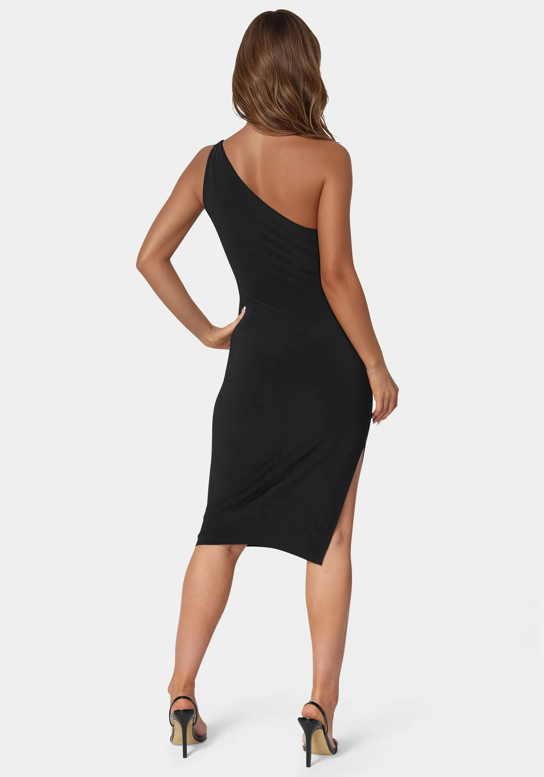 Jersey One Shoulder Midi With Gold Trim sold by Bebe product image thumbnail 3