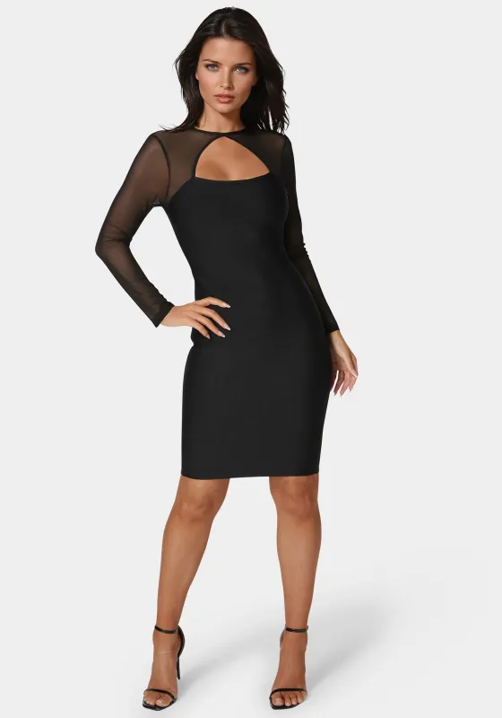 Longsleeve Mesh Peek A Boo Bandage Dress sold by Bebe