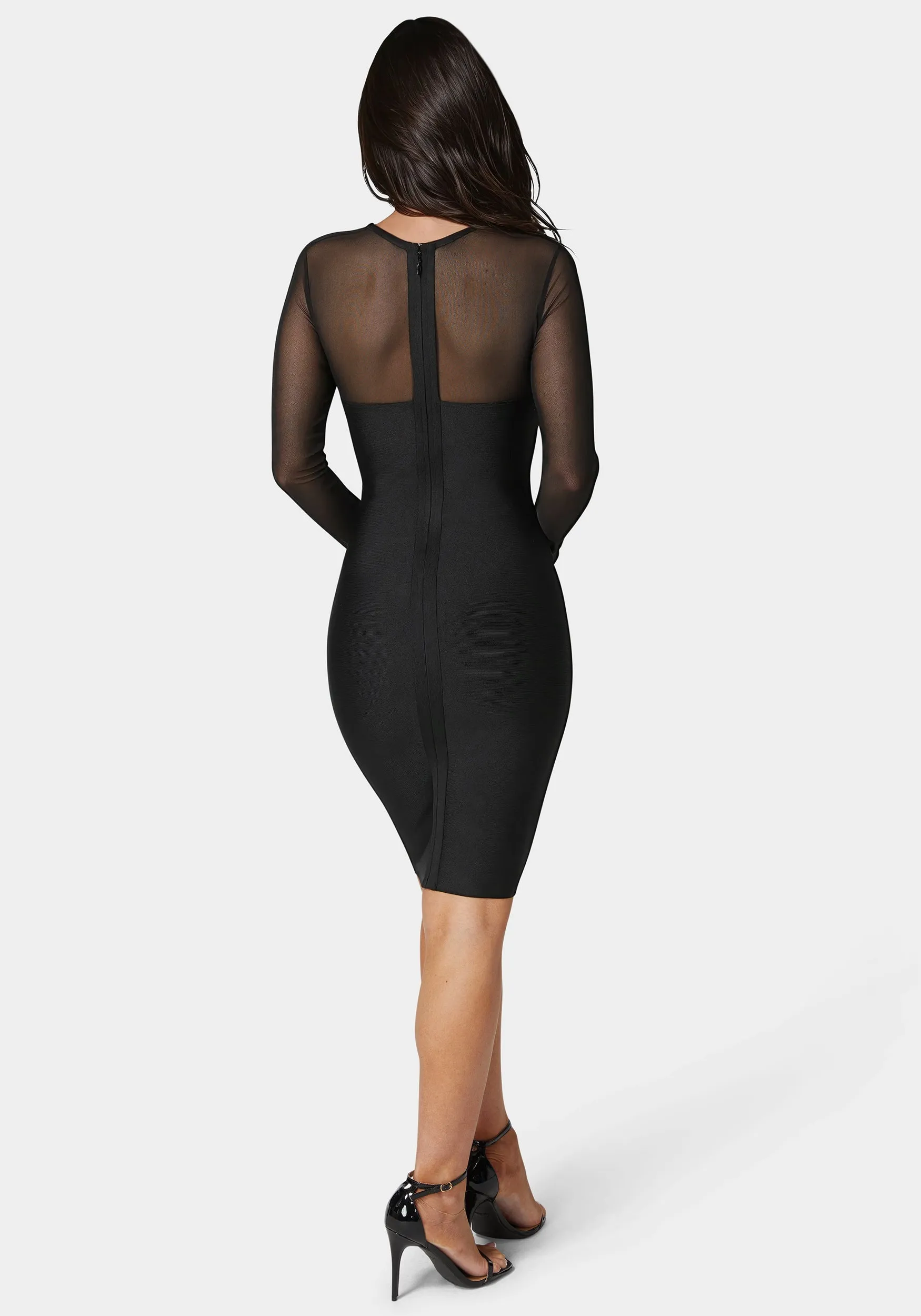 Longsleeve Mesh Peek A Boo Bandage Dress sold by Bebe product image thumbnail 3