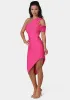 Asymmetrical High Slit Bandage Midi Dress sold by Bebe