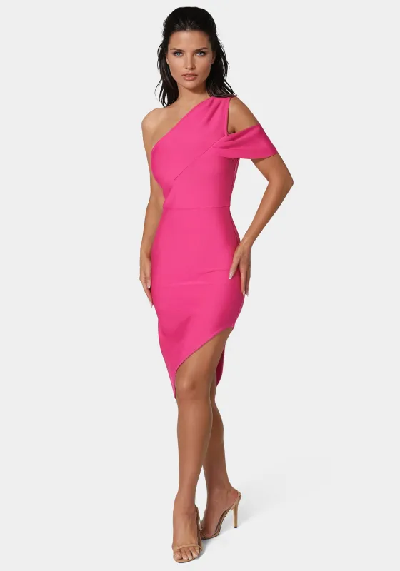 Asymmetrical High Slit Bandage Midi Dress sold by Bebe