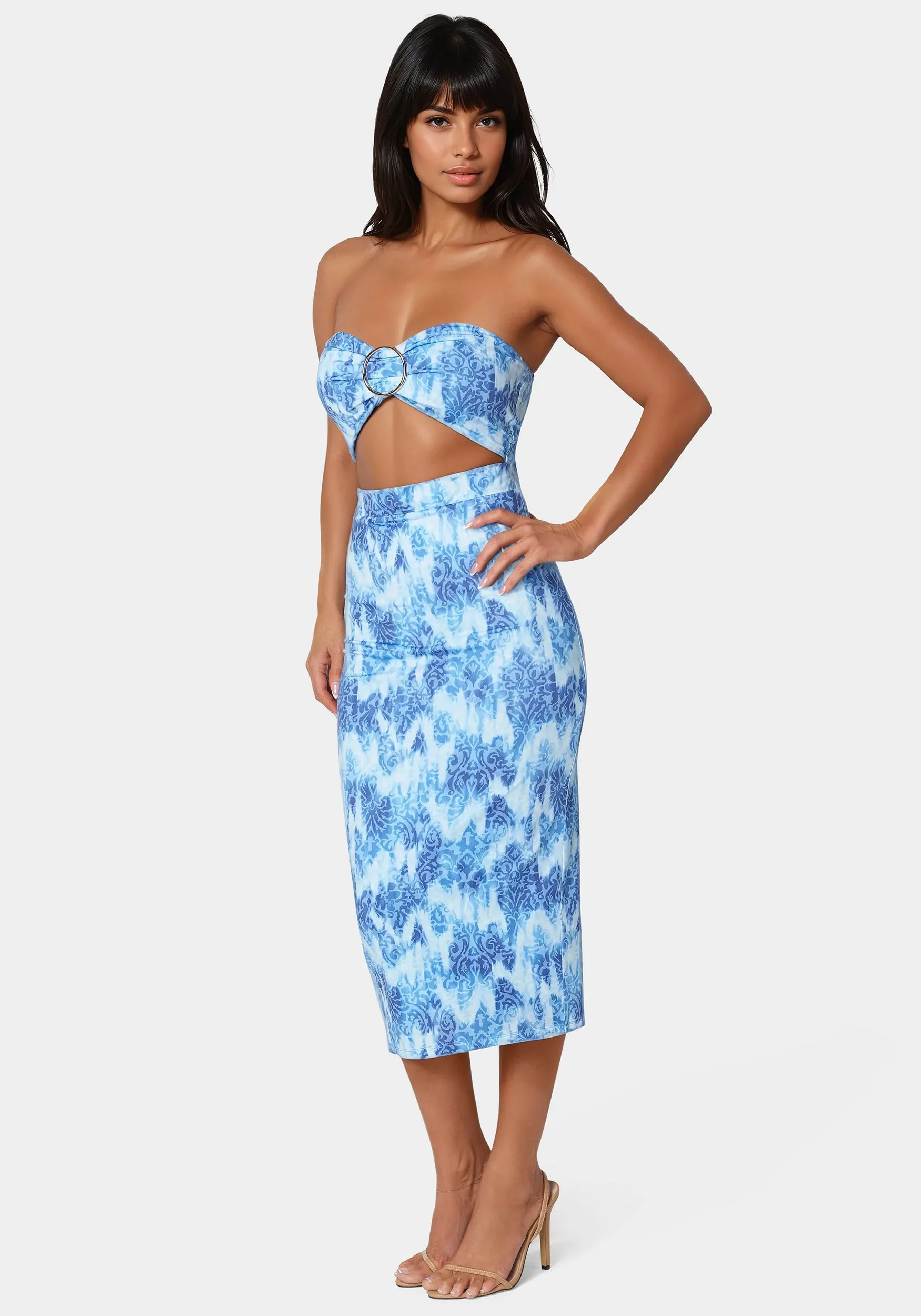 Printed Front Cutout Midi Dress sold by Bebe product image thumbnail 2